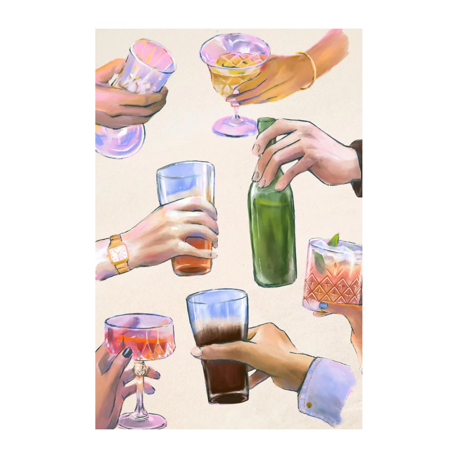 Cheers to Life Toasting Hands Wall Art
