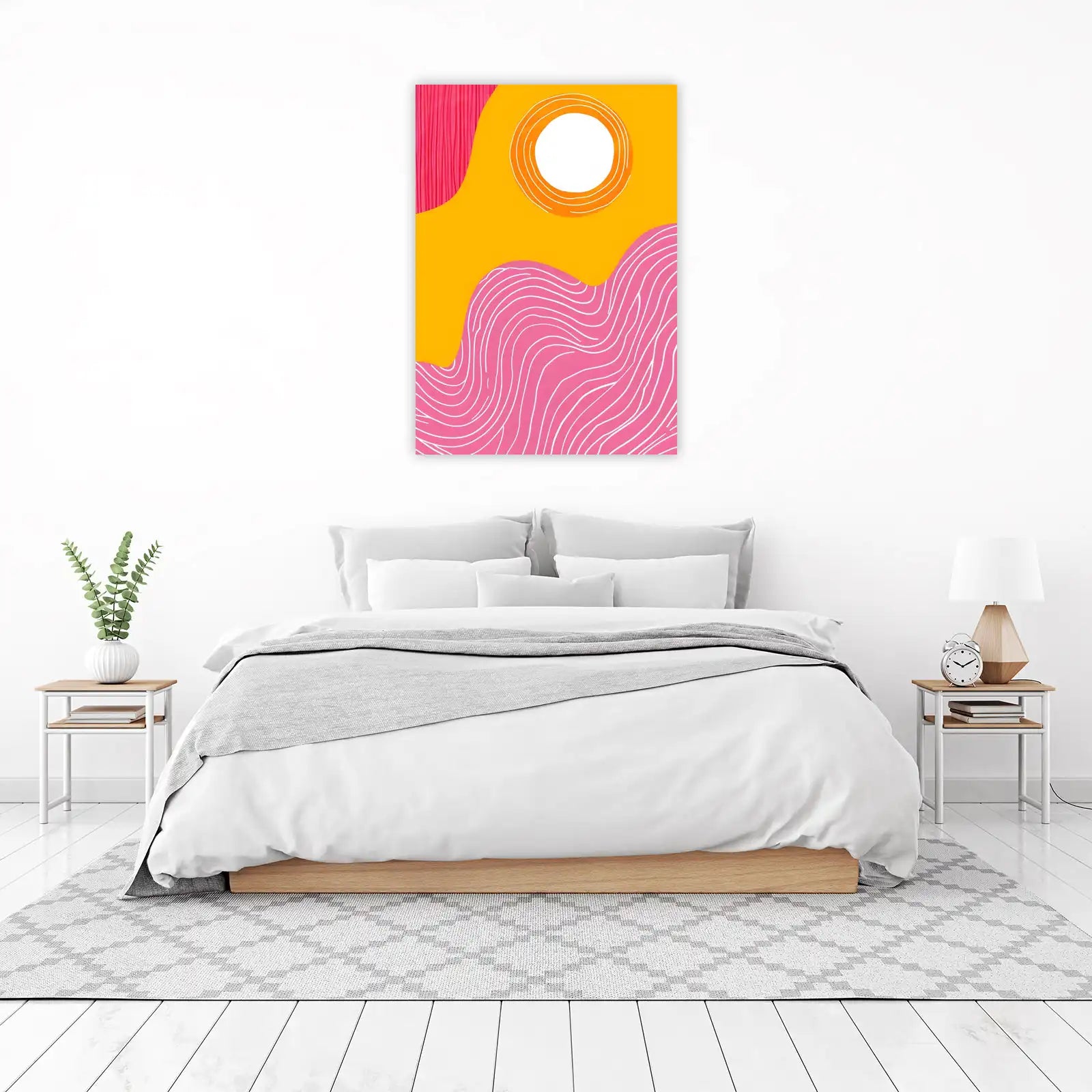 Vibrant Abstract Sun & Waves Wall Art