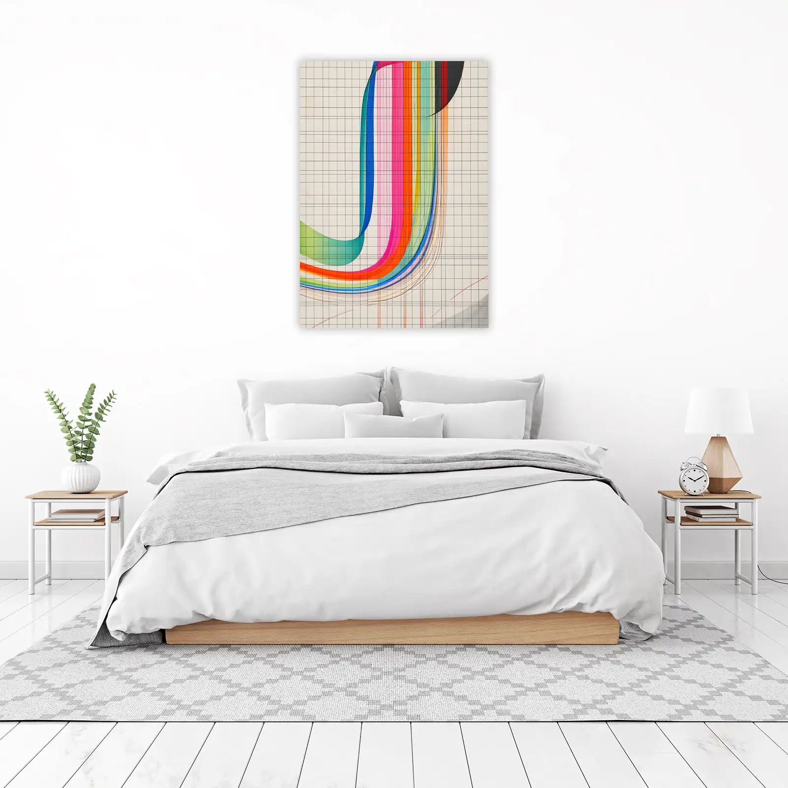 Vibrant Abstract Ribbon Grid Wall Art