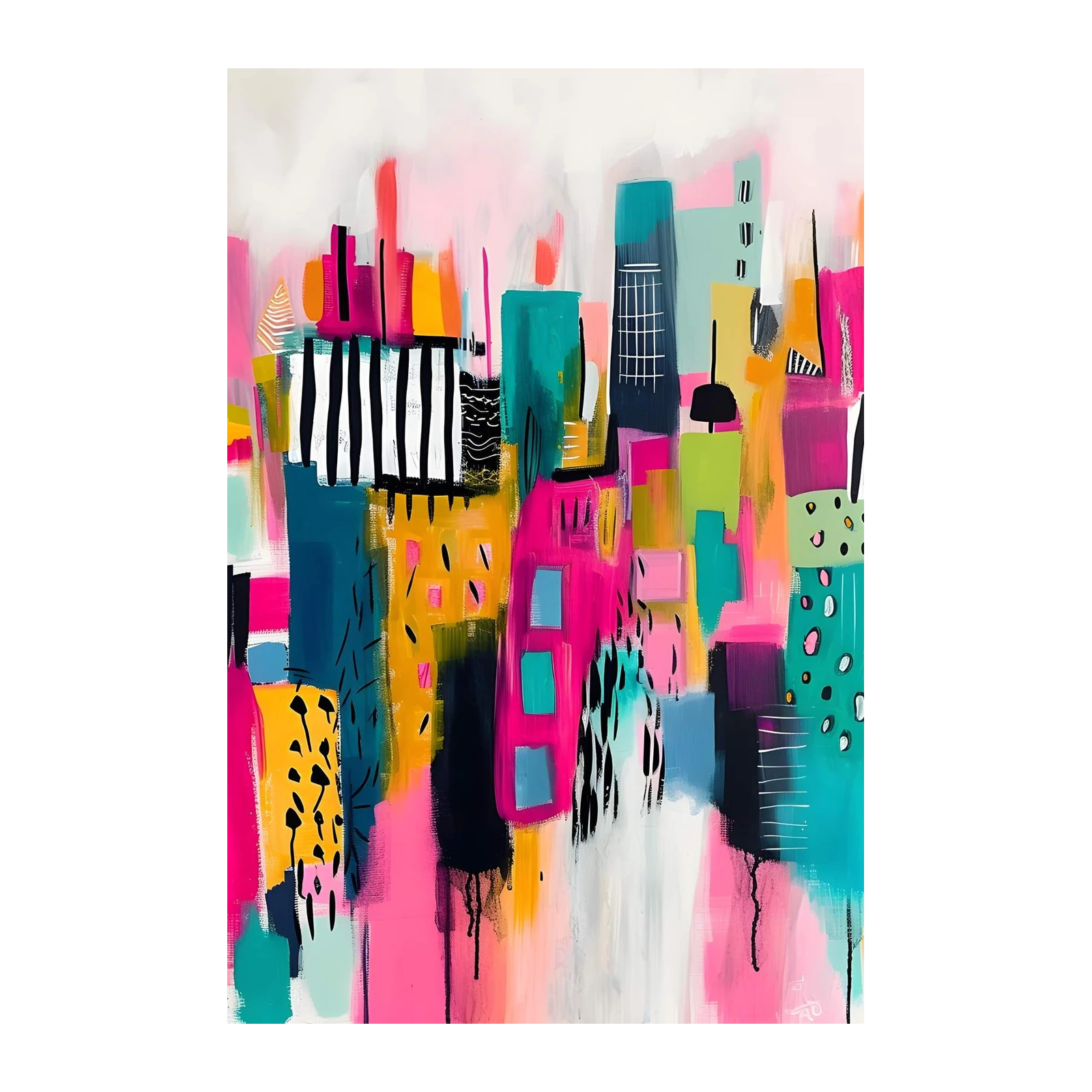 Vibrant Cityscape Abstract Art Wall Art