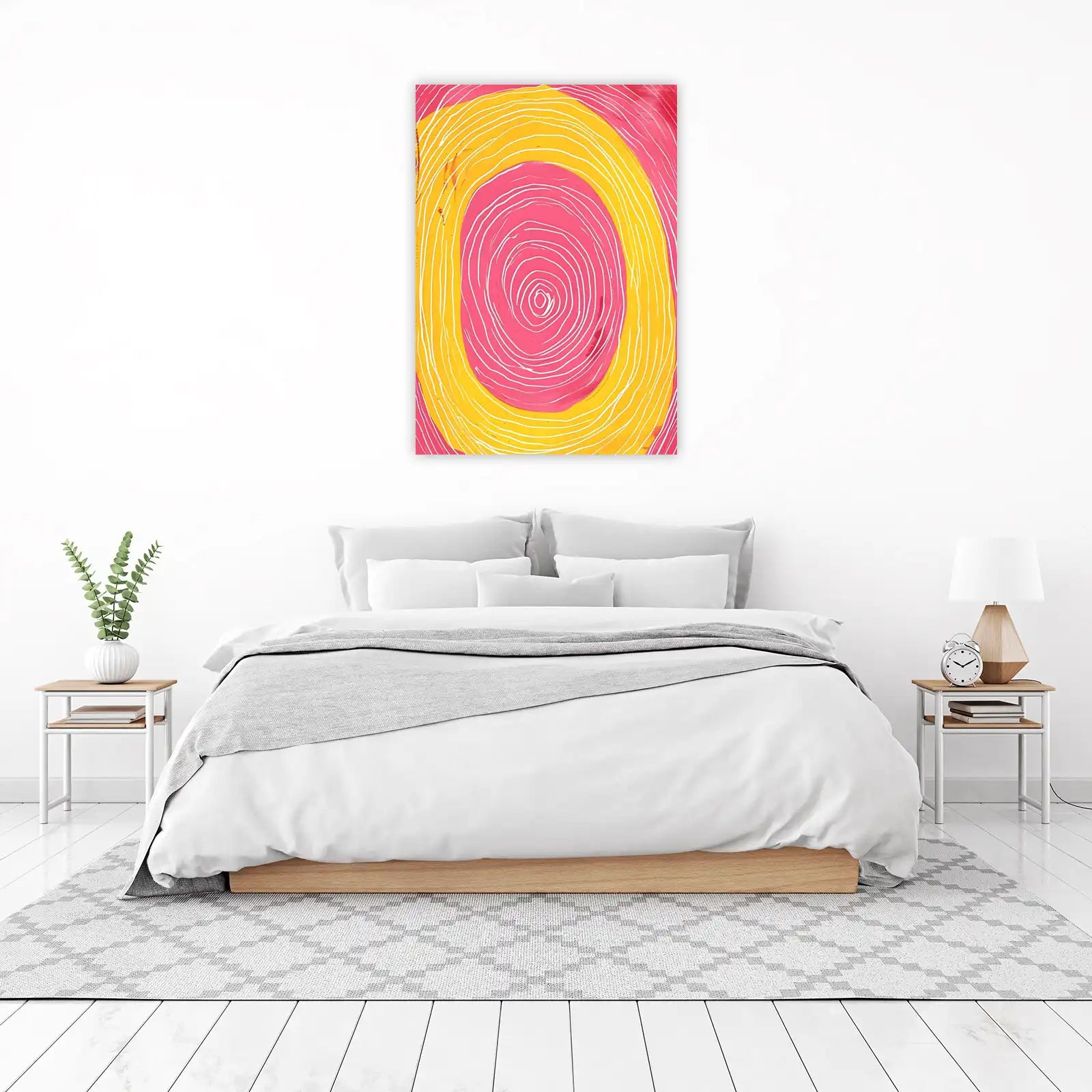 Vibrant Pink & Yellow Swirl Wall Art
