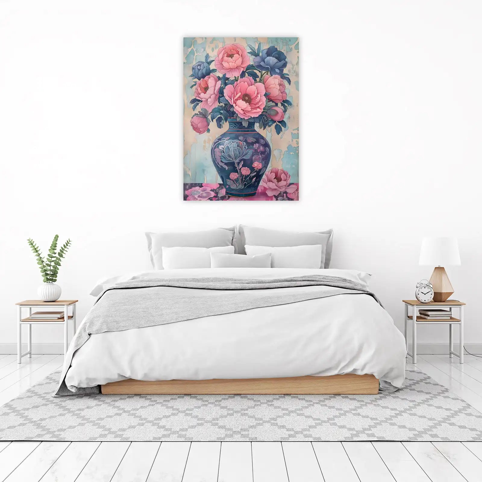 Vintage Peony Floral Vase Wall Art