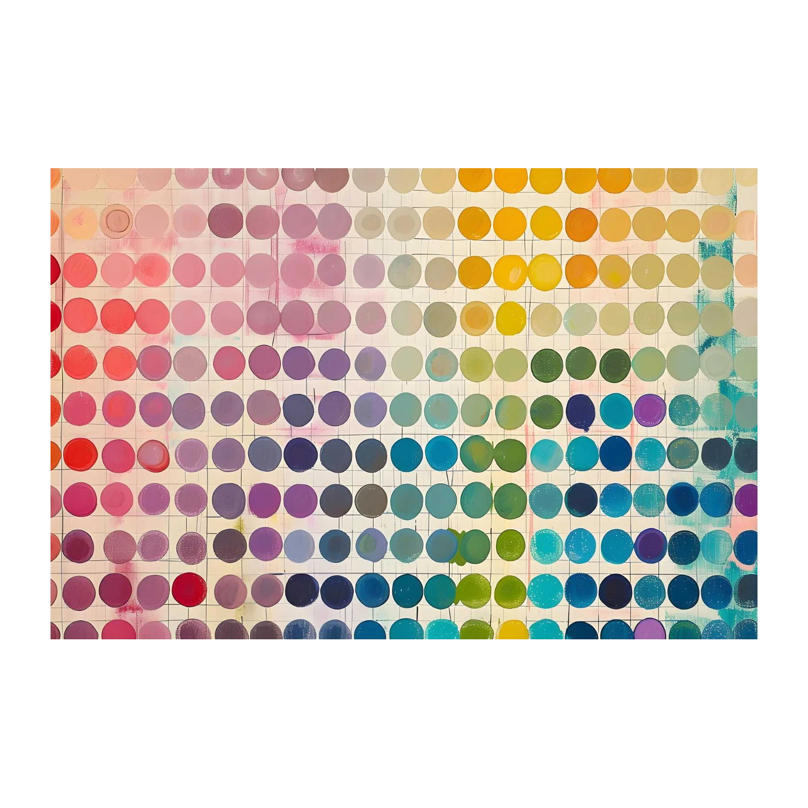 Vibrant Rainbow Dot Grid Wall Art