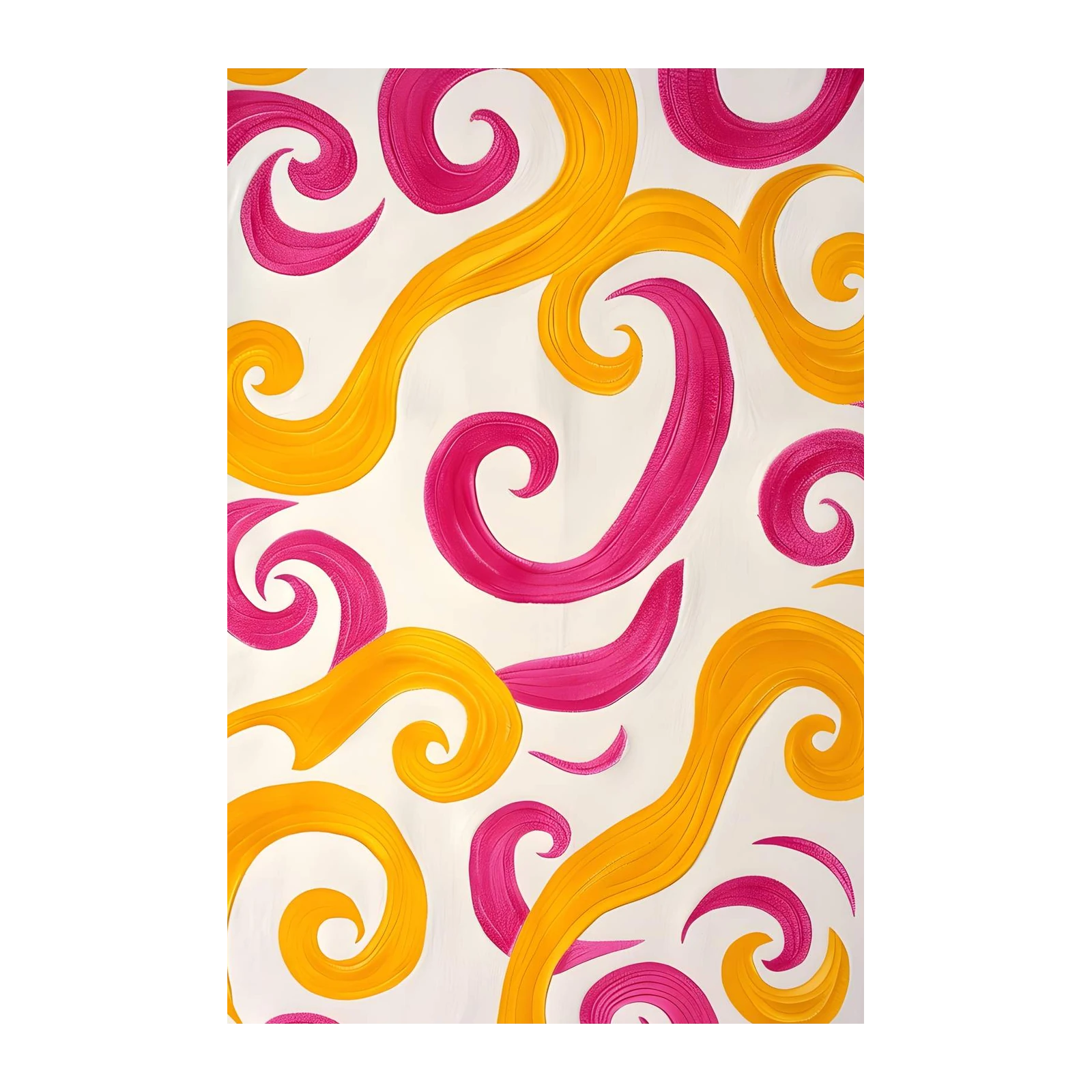Vibrant Swirls Abstract Pink & Yellow Wall Art