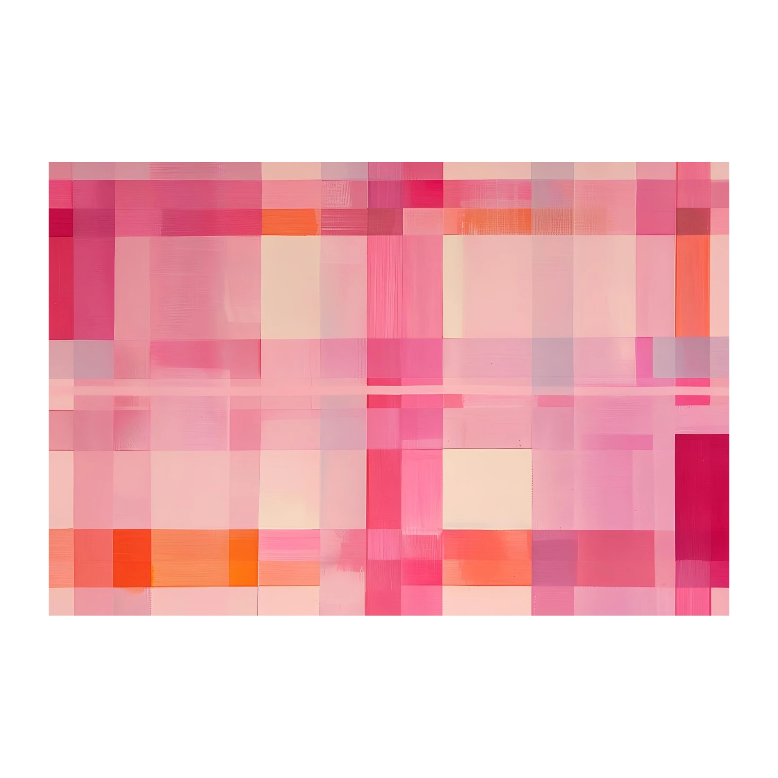 Abstract Pink Geometric Grid Wall Art