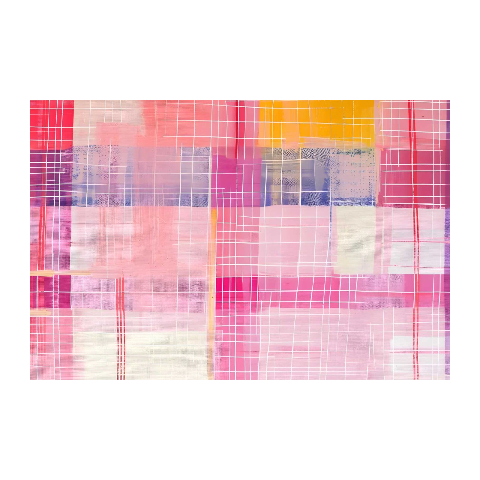 Vibrant Pink Grid Abstract Wall Art