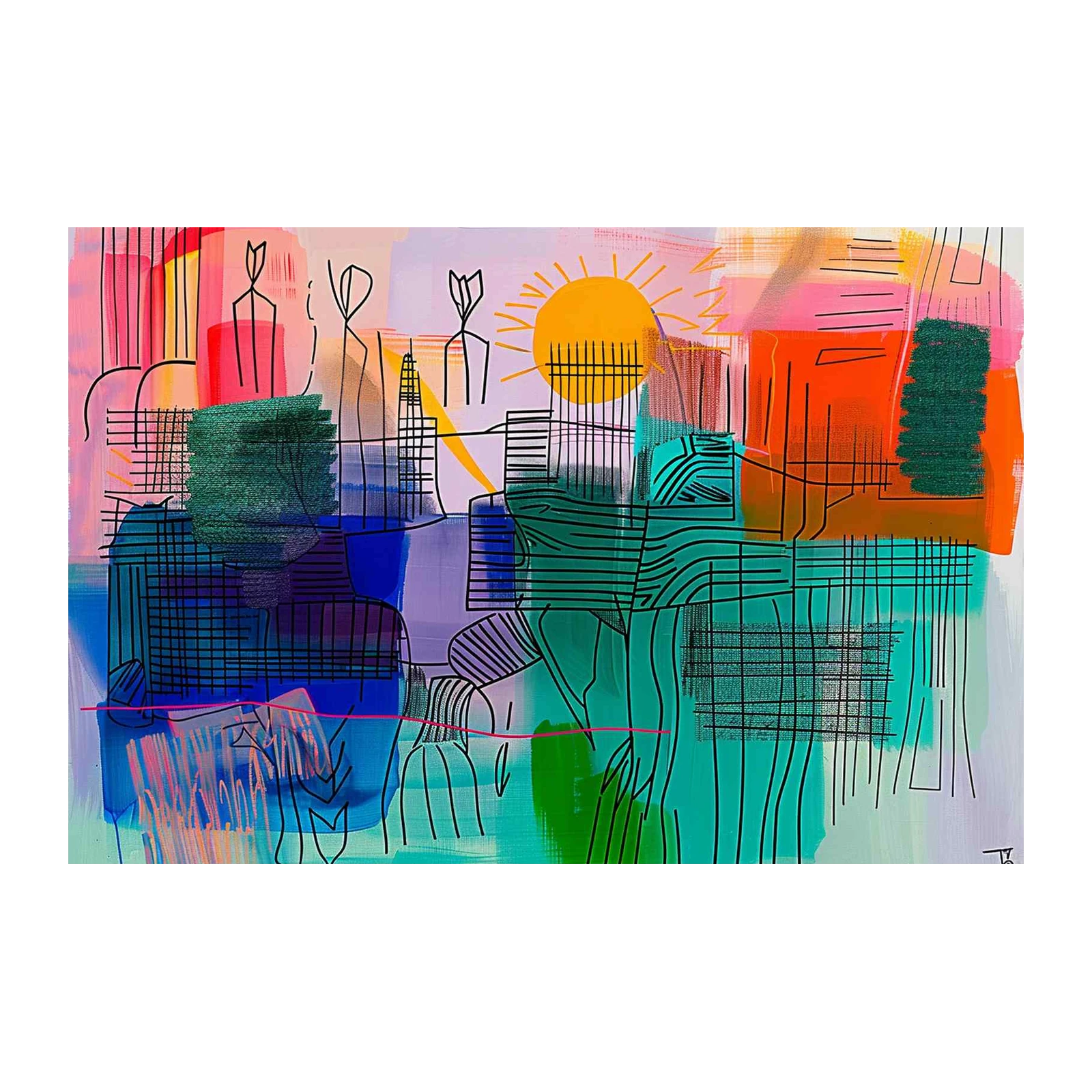Vibrant Abstract Cityscape Wall Art