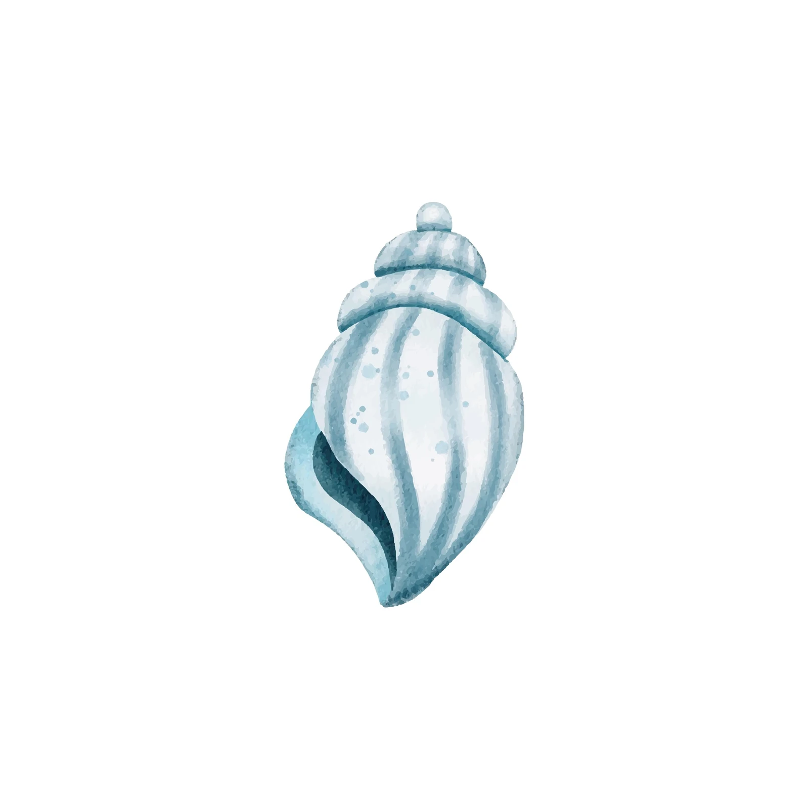 Serene Blue Seashell Watercolor Wall Art
