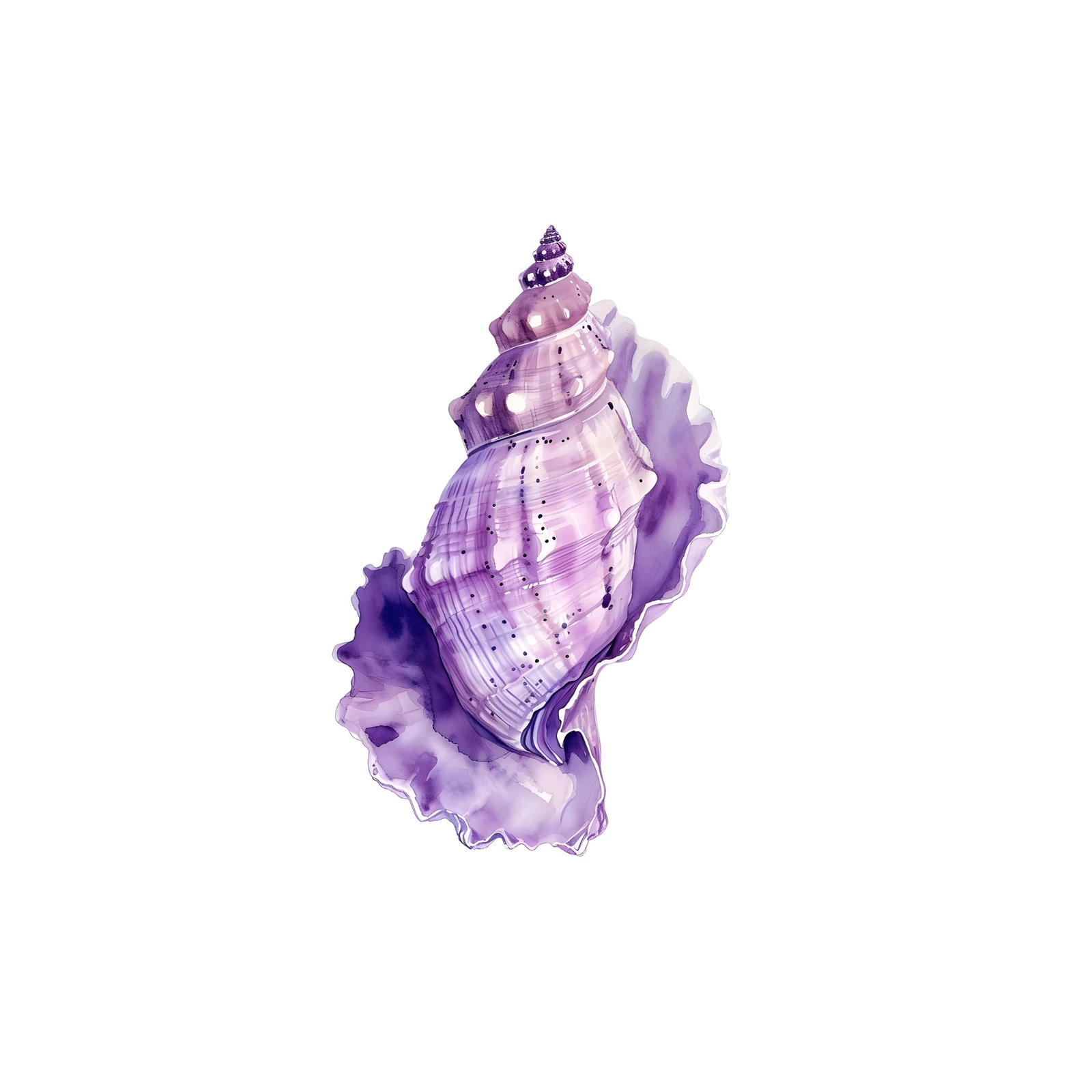 Elegant Purple Seashell Watercolor Wall Art