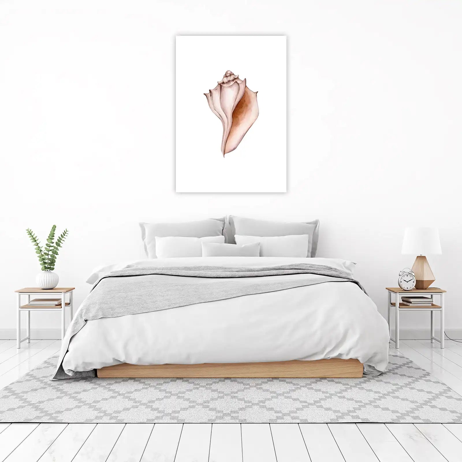 Elegant Conch Shell Watercolor Art Wall Art