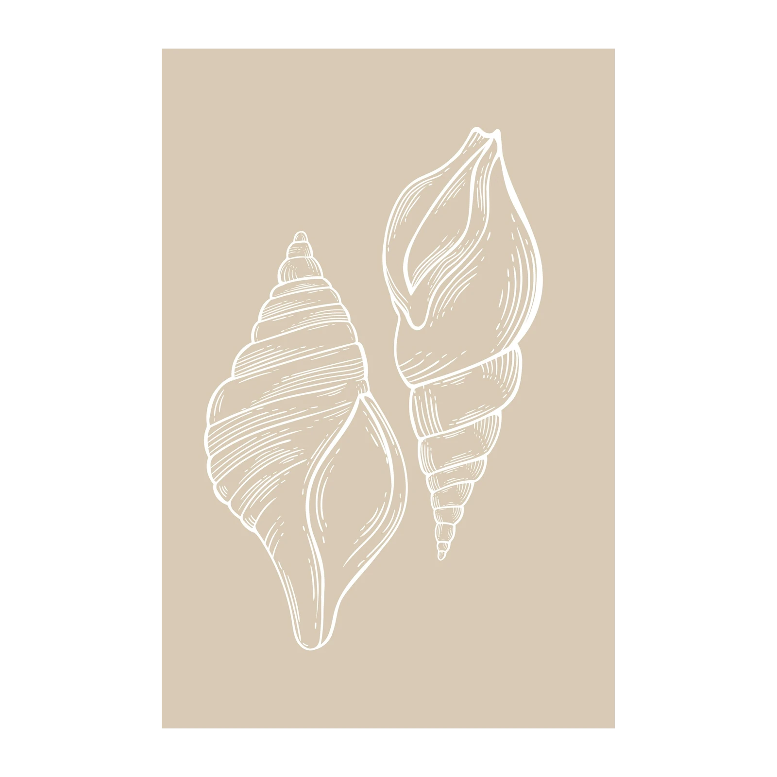 Elegant Seashell Duo Line Art Wall Art