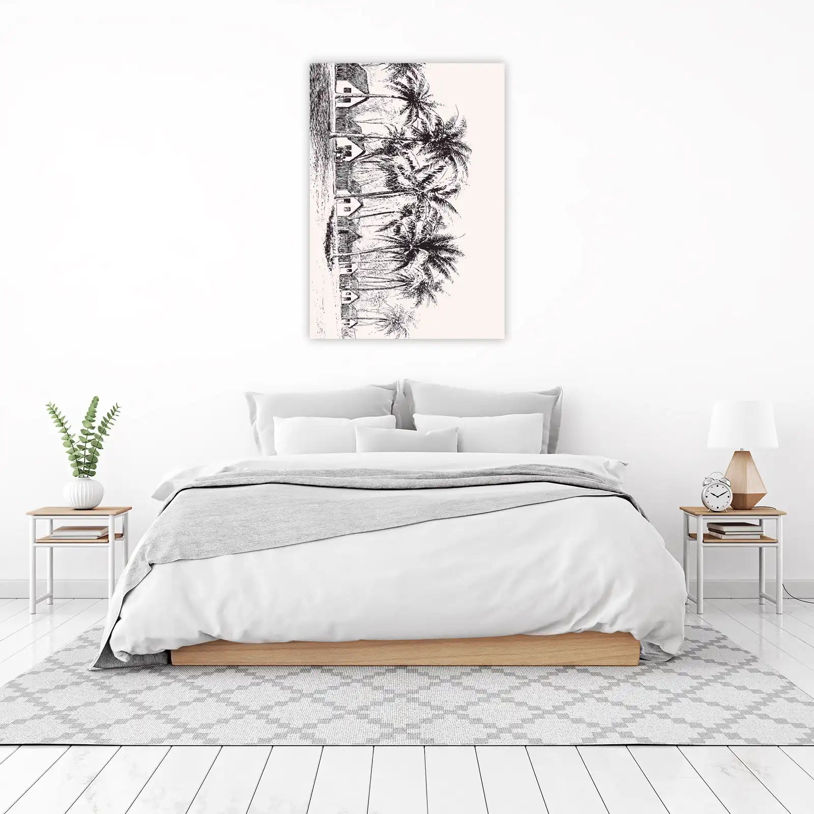 Tropical Beach Houses Palm Trees Wall Art