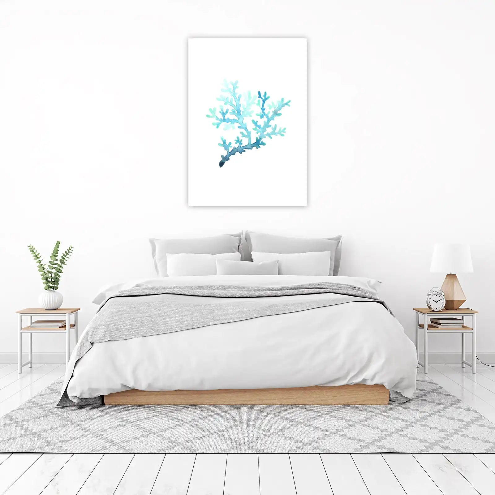 Blue Coral Watercolor Art Wall Art