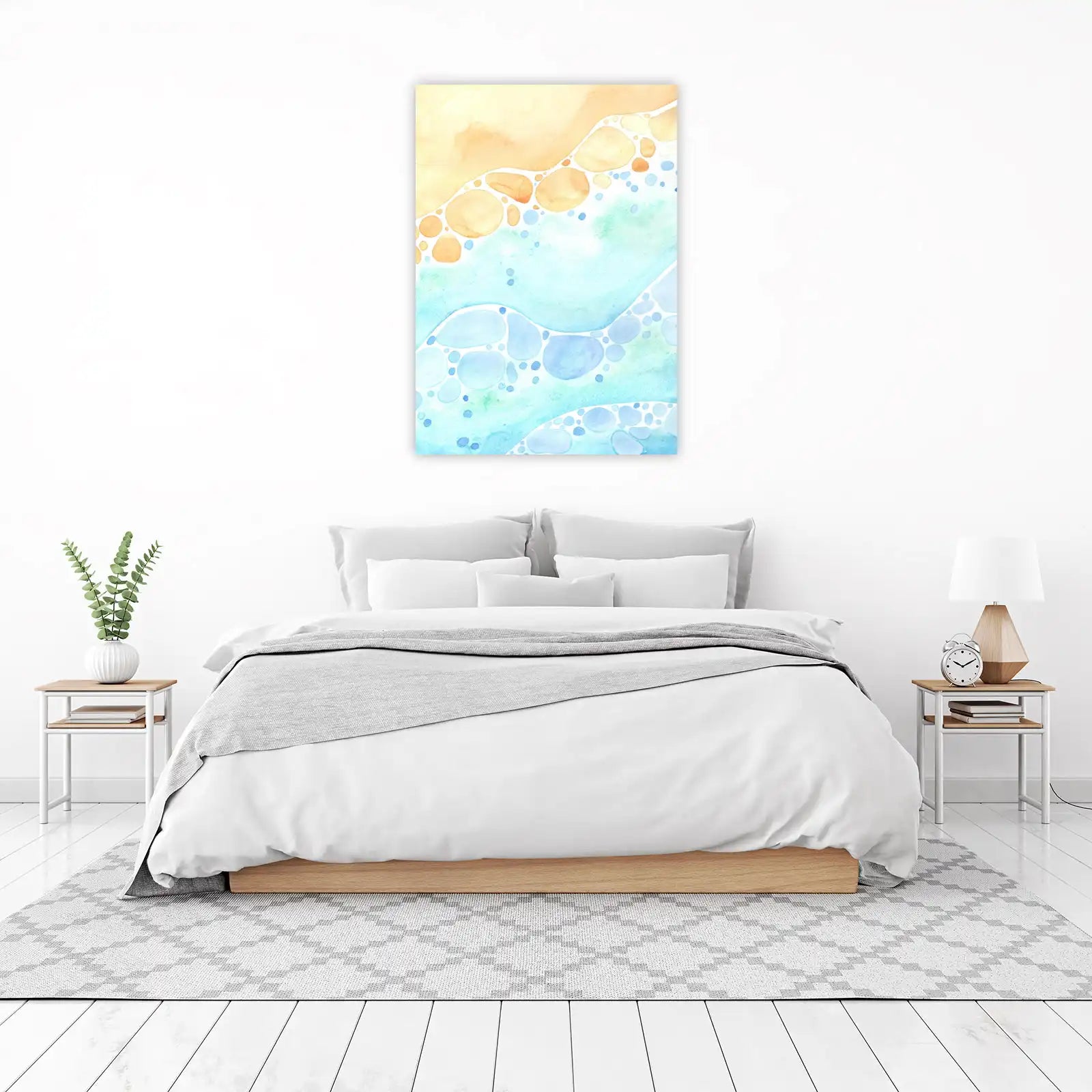 Ocean Pebbles & Waves Watercolor Wall Art