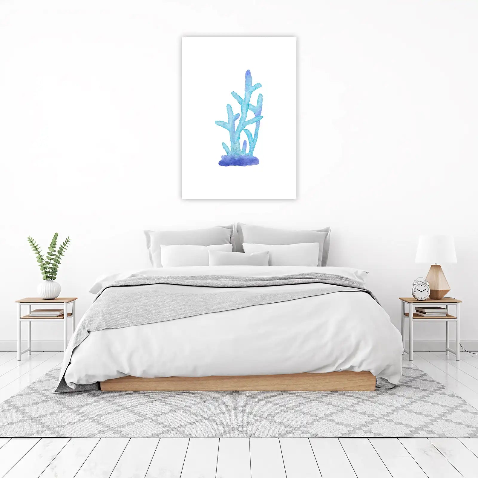 Blue Coral Watercolor Wall Art Wall Art