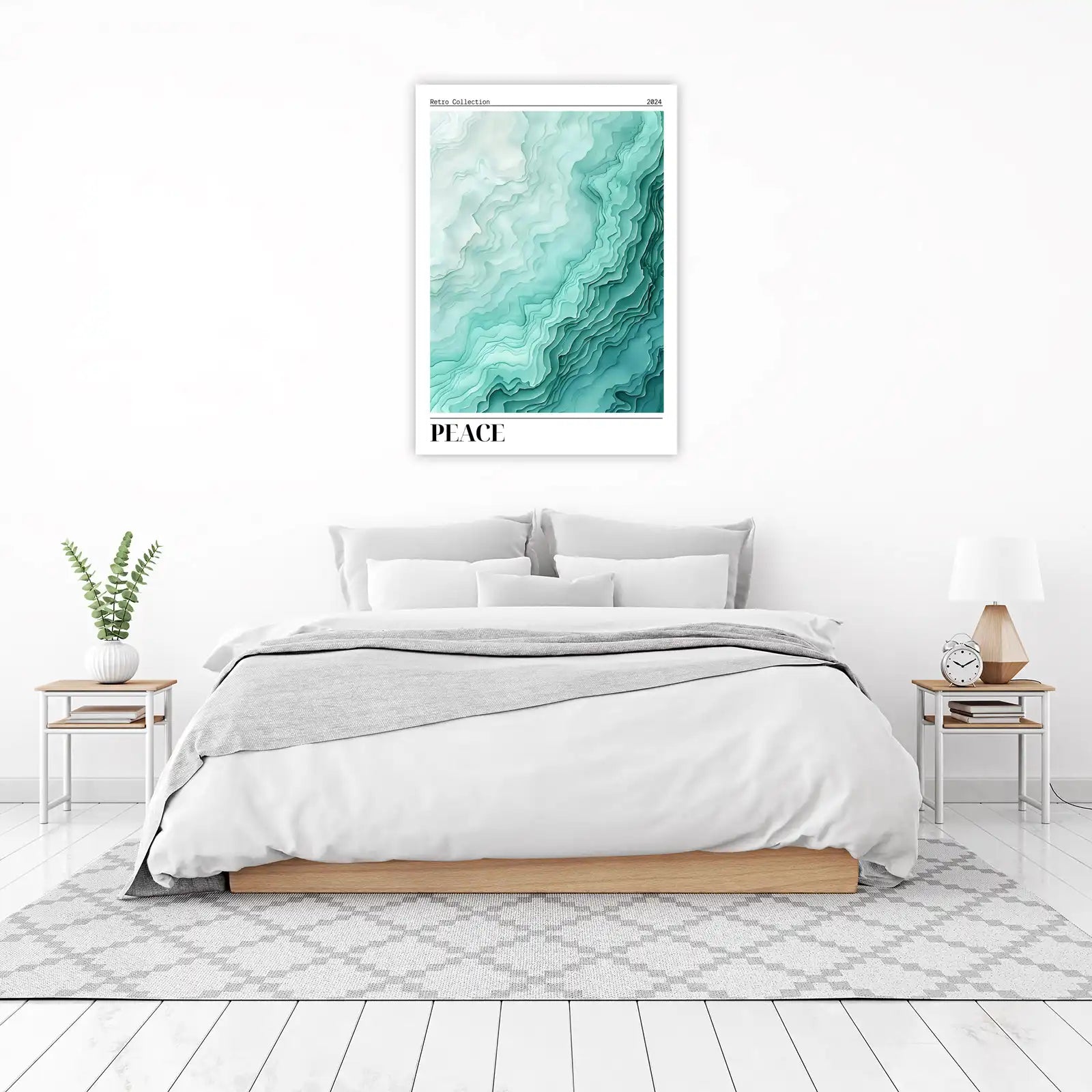 Serene Teal Abstract Topography Wall Art