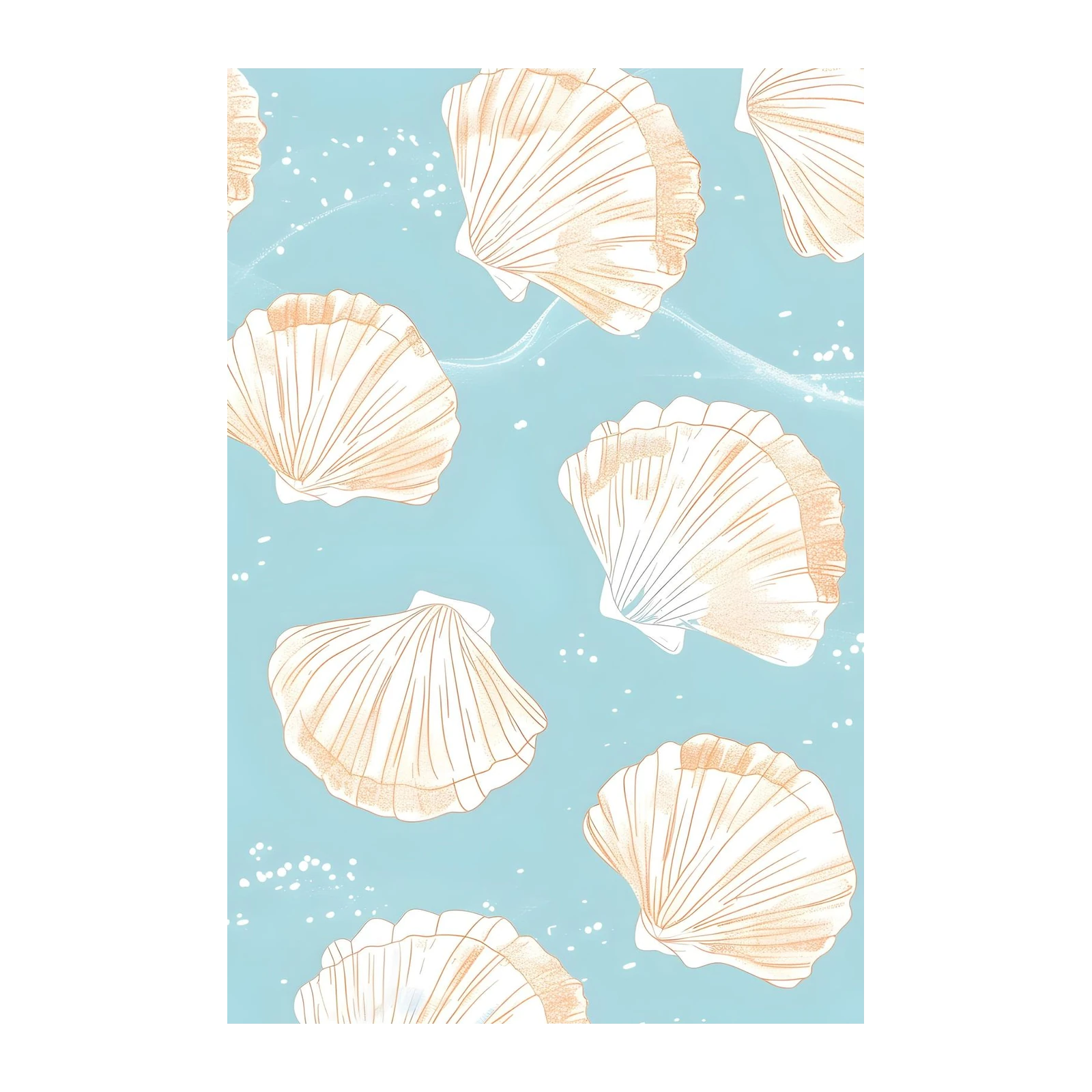 Coastal Seashells & Waves Wall Art