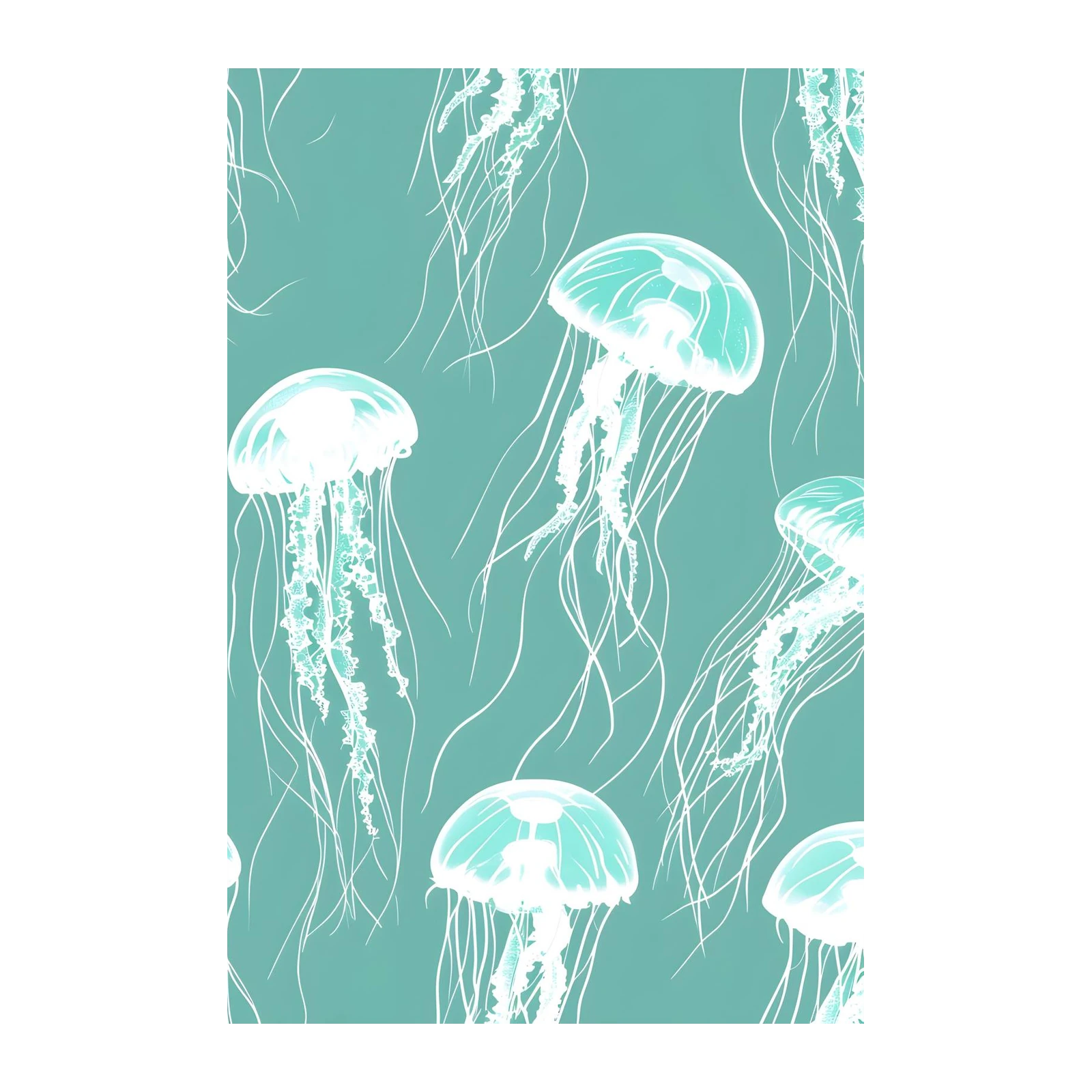 Serene Jellyfish Flow Teal Wall Art
