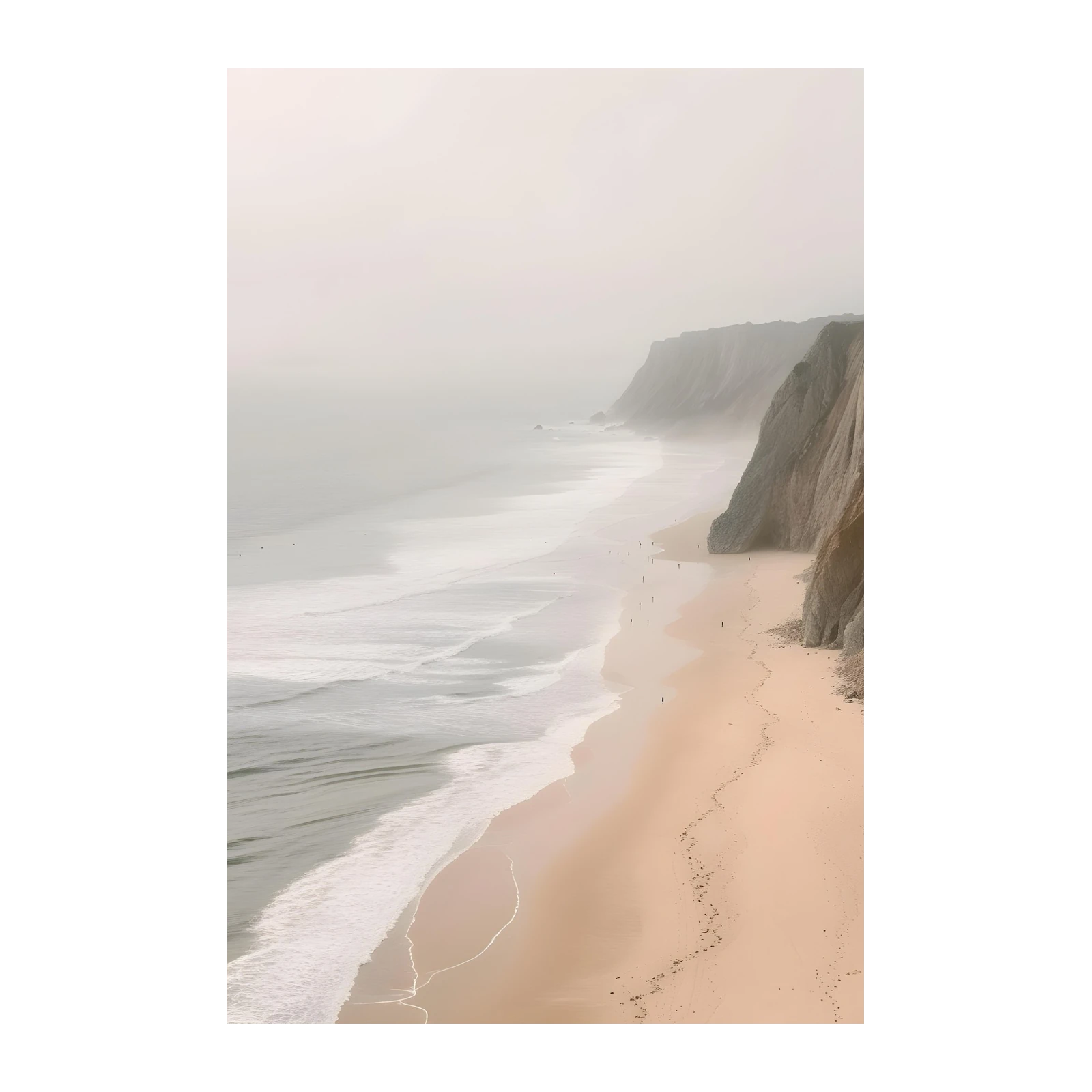 Misty Coastal Cliffs Beach Wall Art