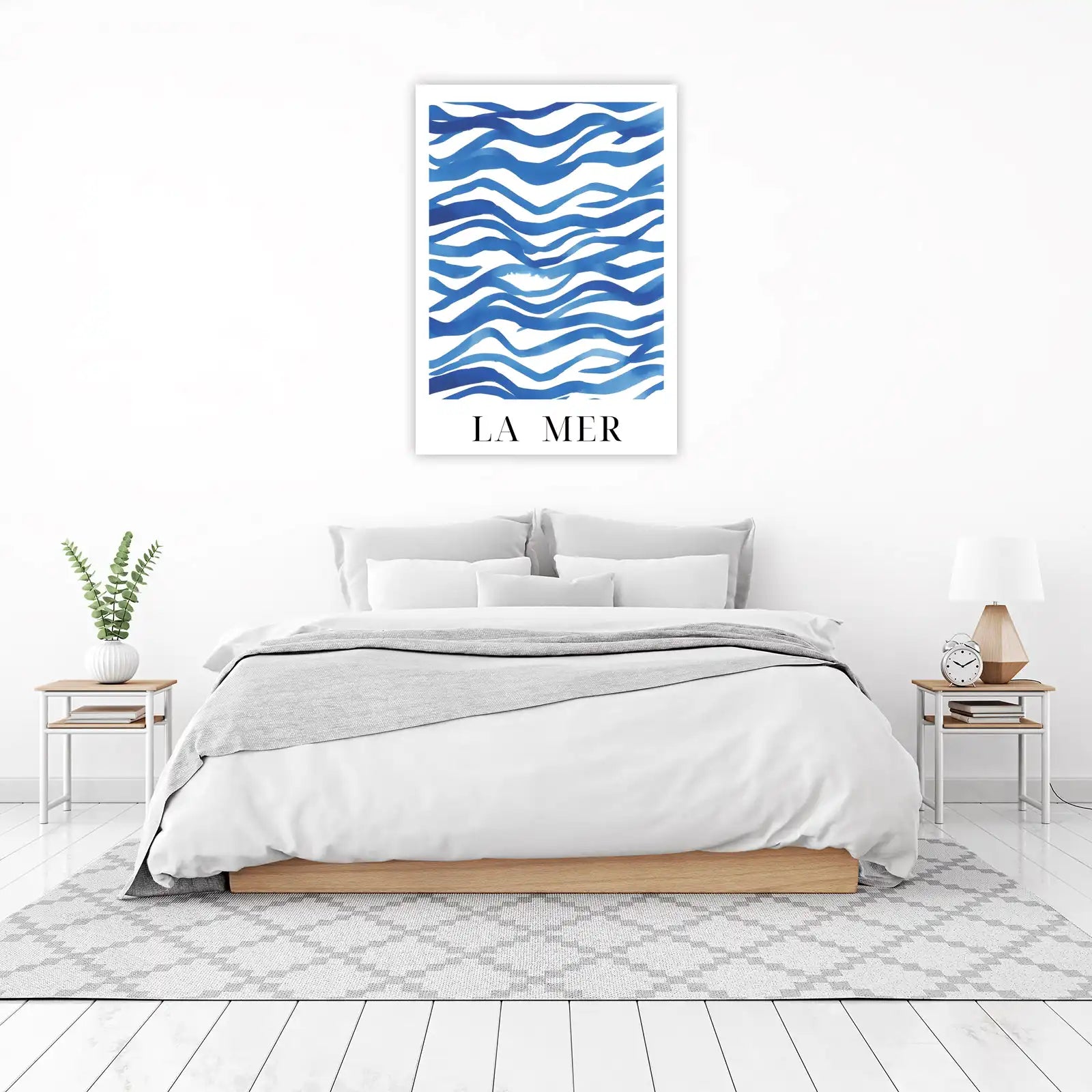 Abstract Blue Waves 'La Mer' Wall Art