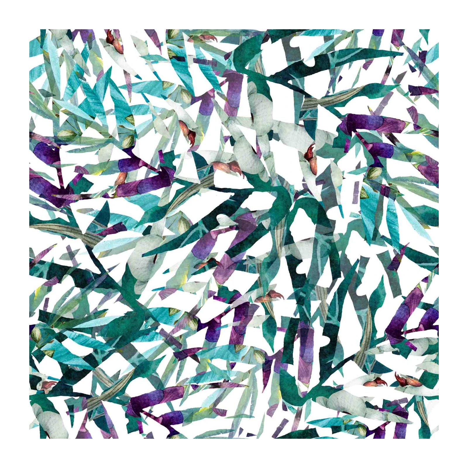 Abstract Floral Emerald & Amethyst Wall Art