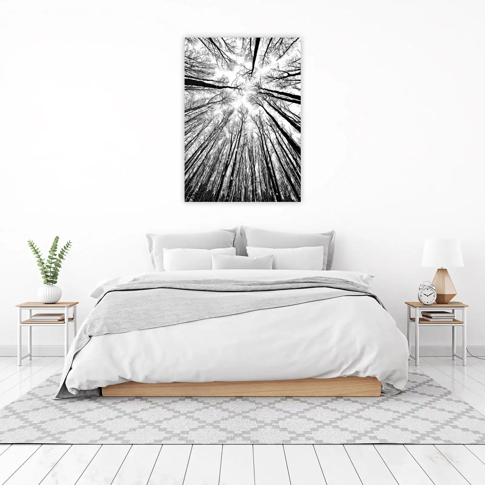 Minimalist Forest Canopy Black & White Wall Art