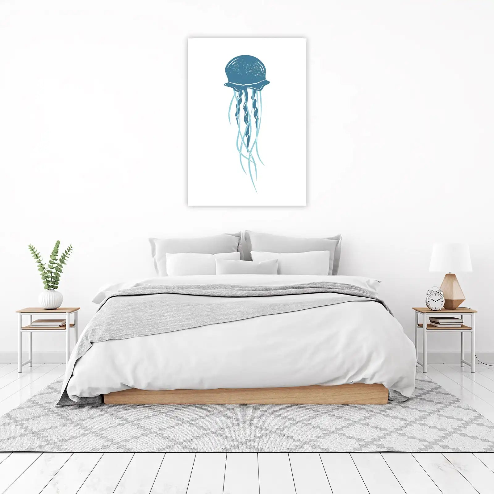 Serene Blue Jellyfish Minimalist Wall Art