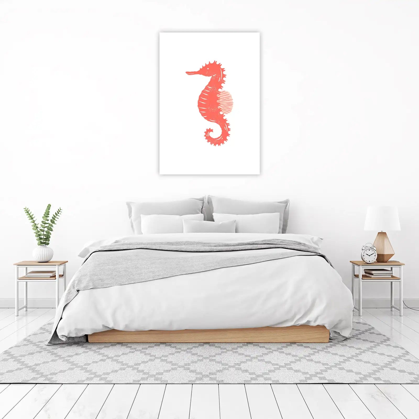 Coral Seahorse Coastal Art Wall Art