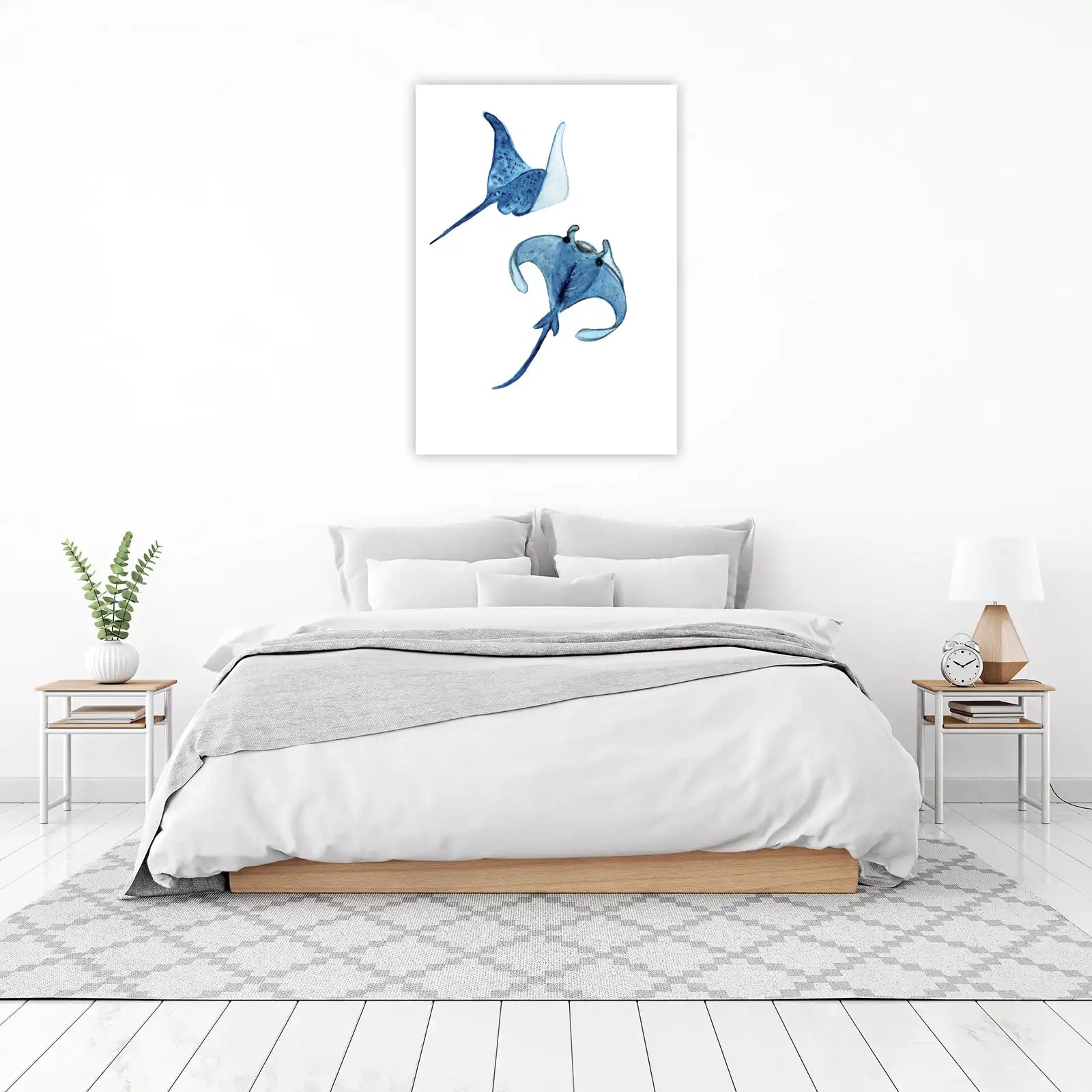 Majestic Manta Rays Watercolor Wall Art