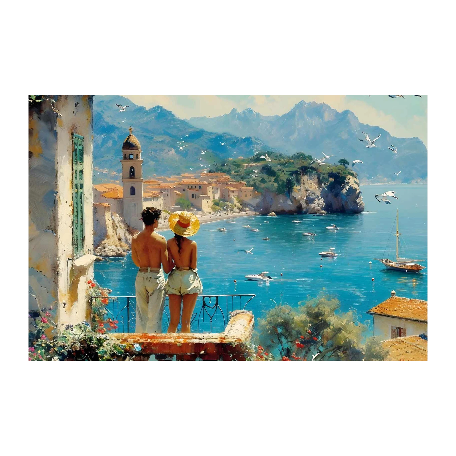 Romantic Italian Coastal View Wall Art