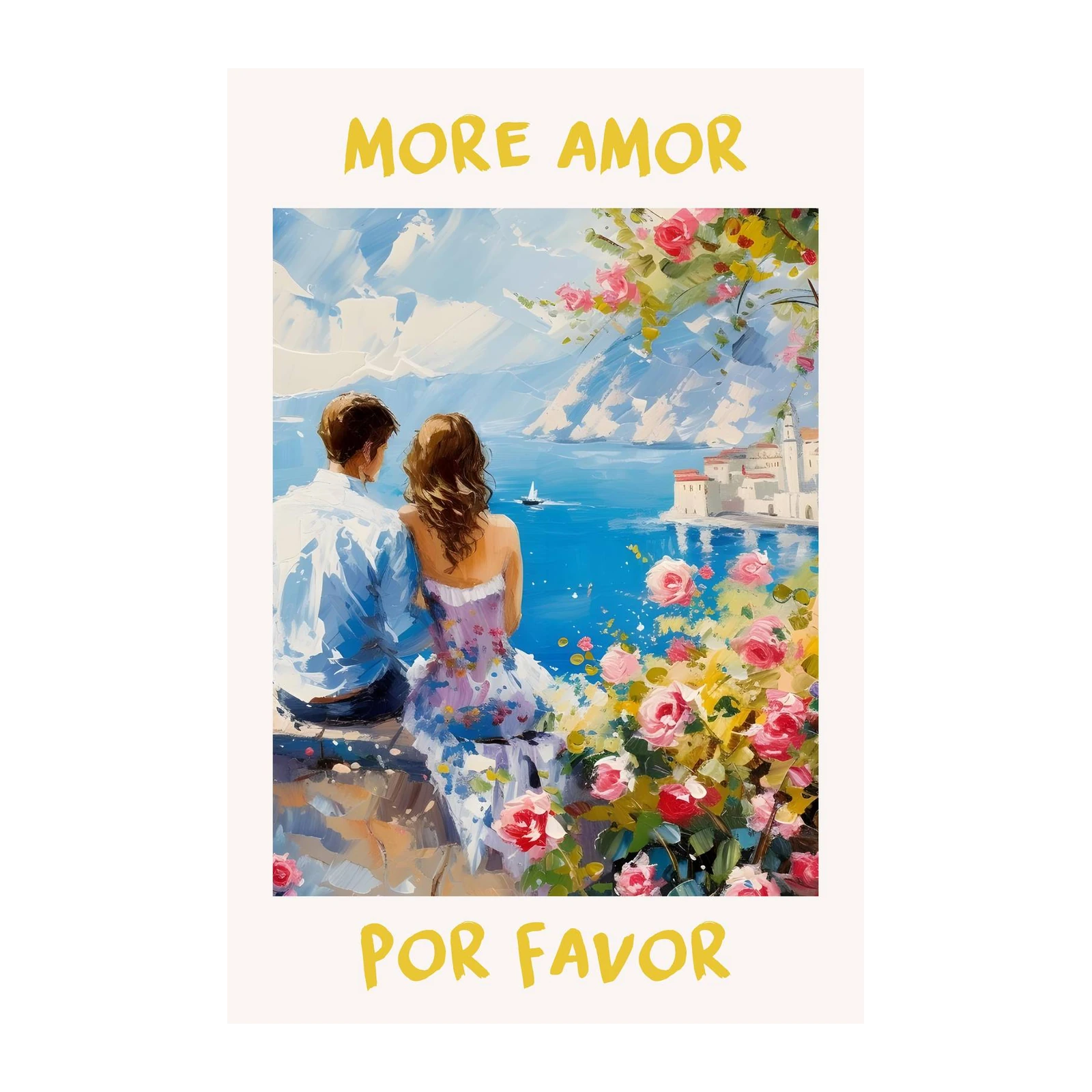 Romantic Couple Amalfi Coast Wall Art