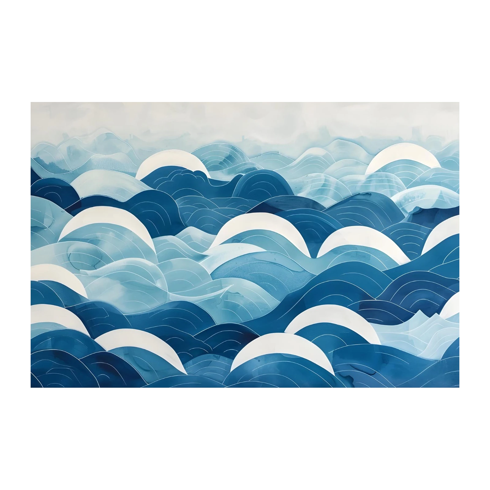 Tranquil Ocean Waves Blue Abstract Wall Art