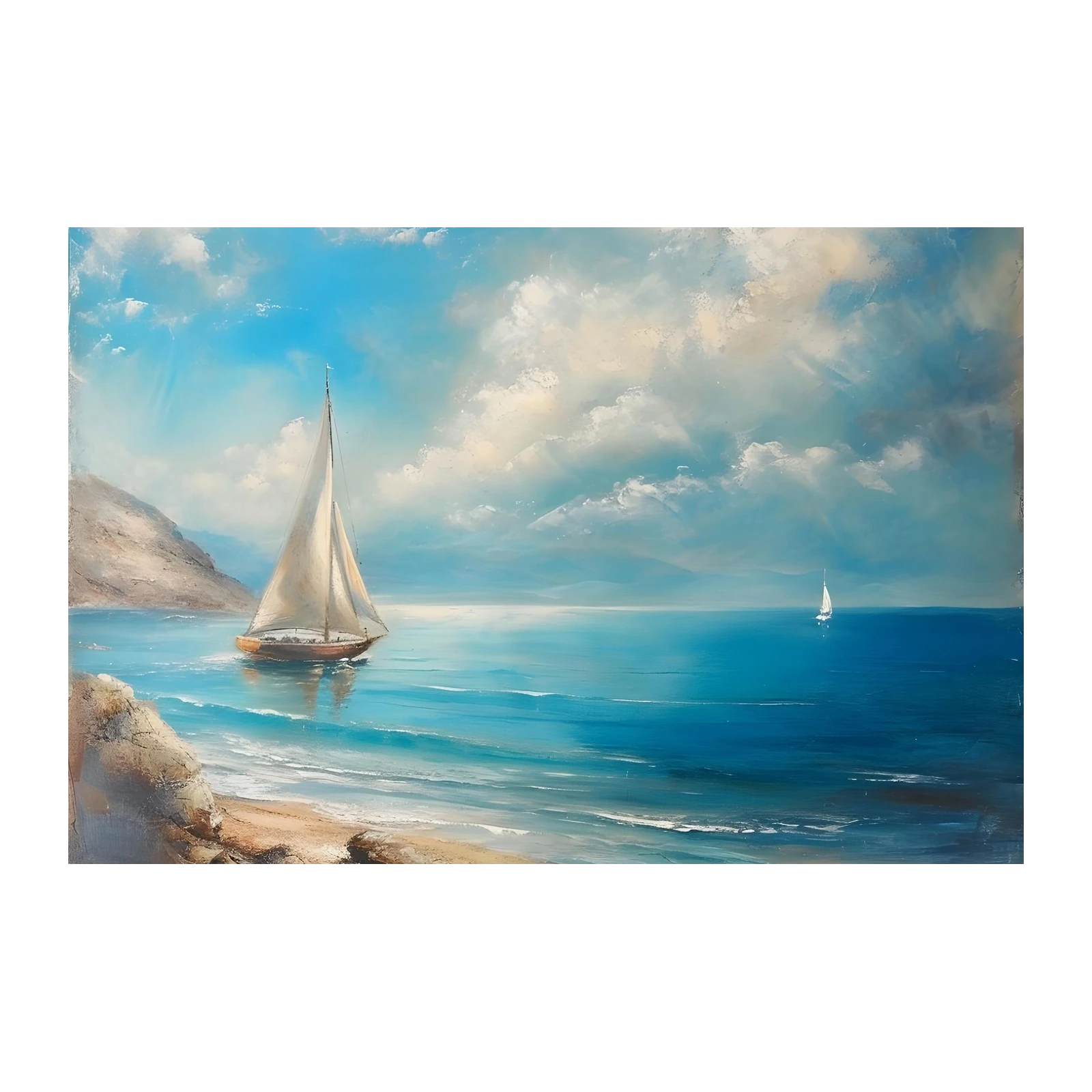 Serene Sailboat Coastal Landscape Wall Art