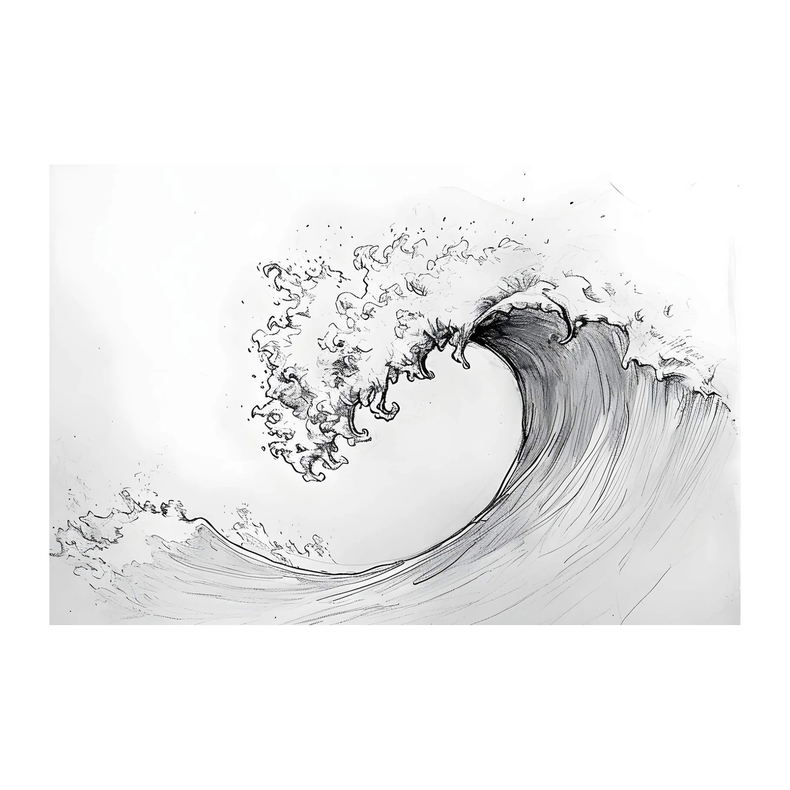 Dynamic Wave Ink Sketch Wall Art