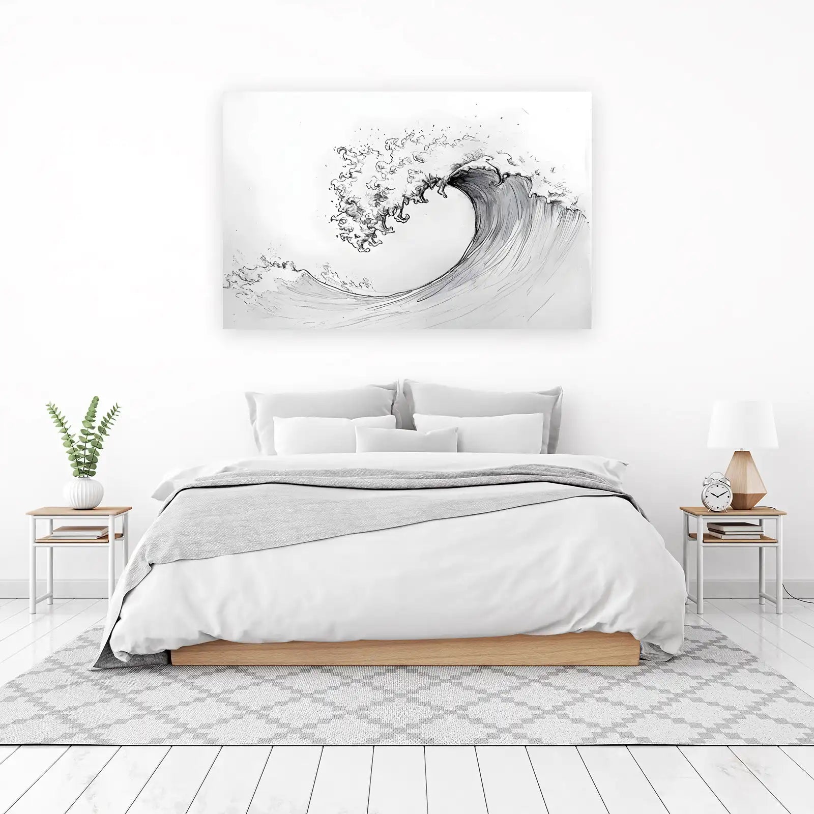 Dynamic Wave Ink Sketch Wall Art