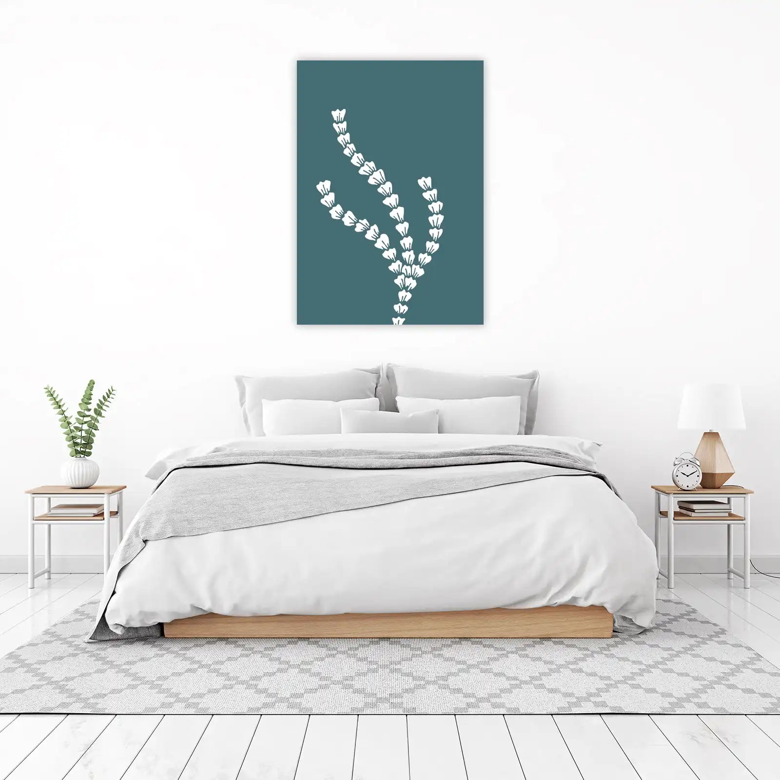 Minimalist White Floral Branches Wall Art