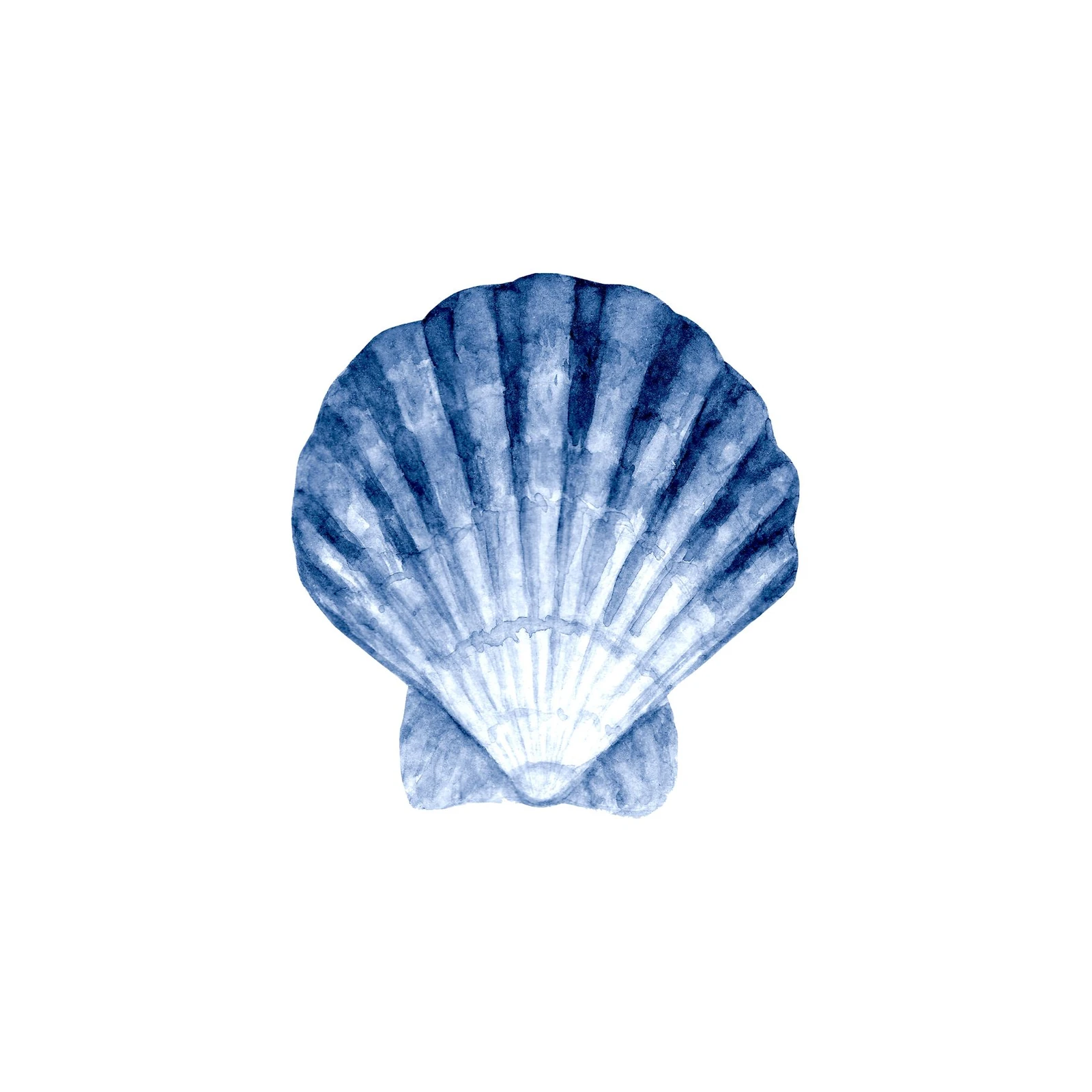 Serene Blue Scallop Shell Watercolor Wall Art