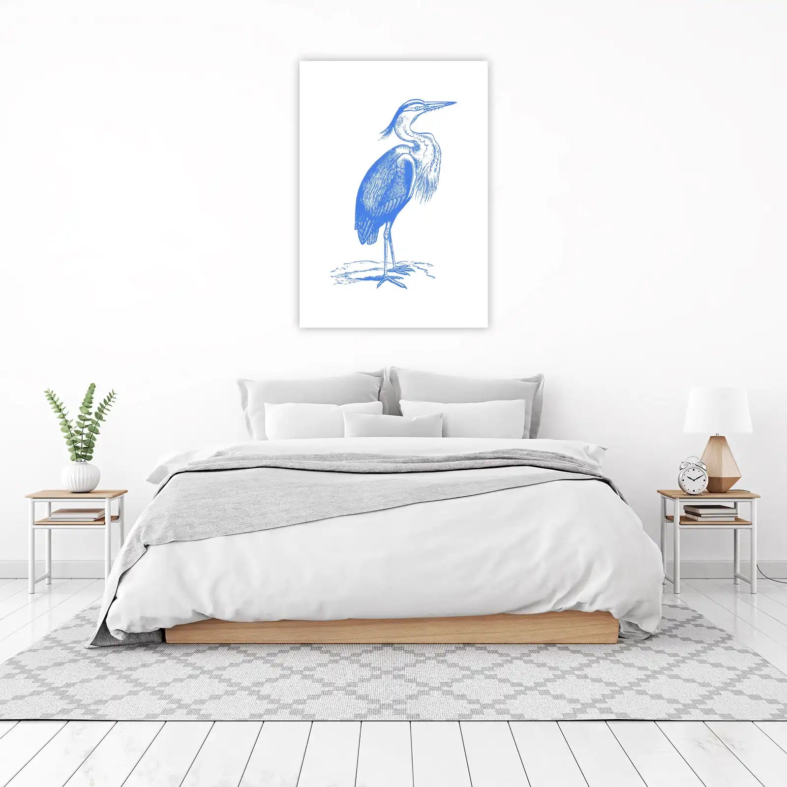Elegant Blue Heron Vintage Style Wall Art