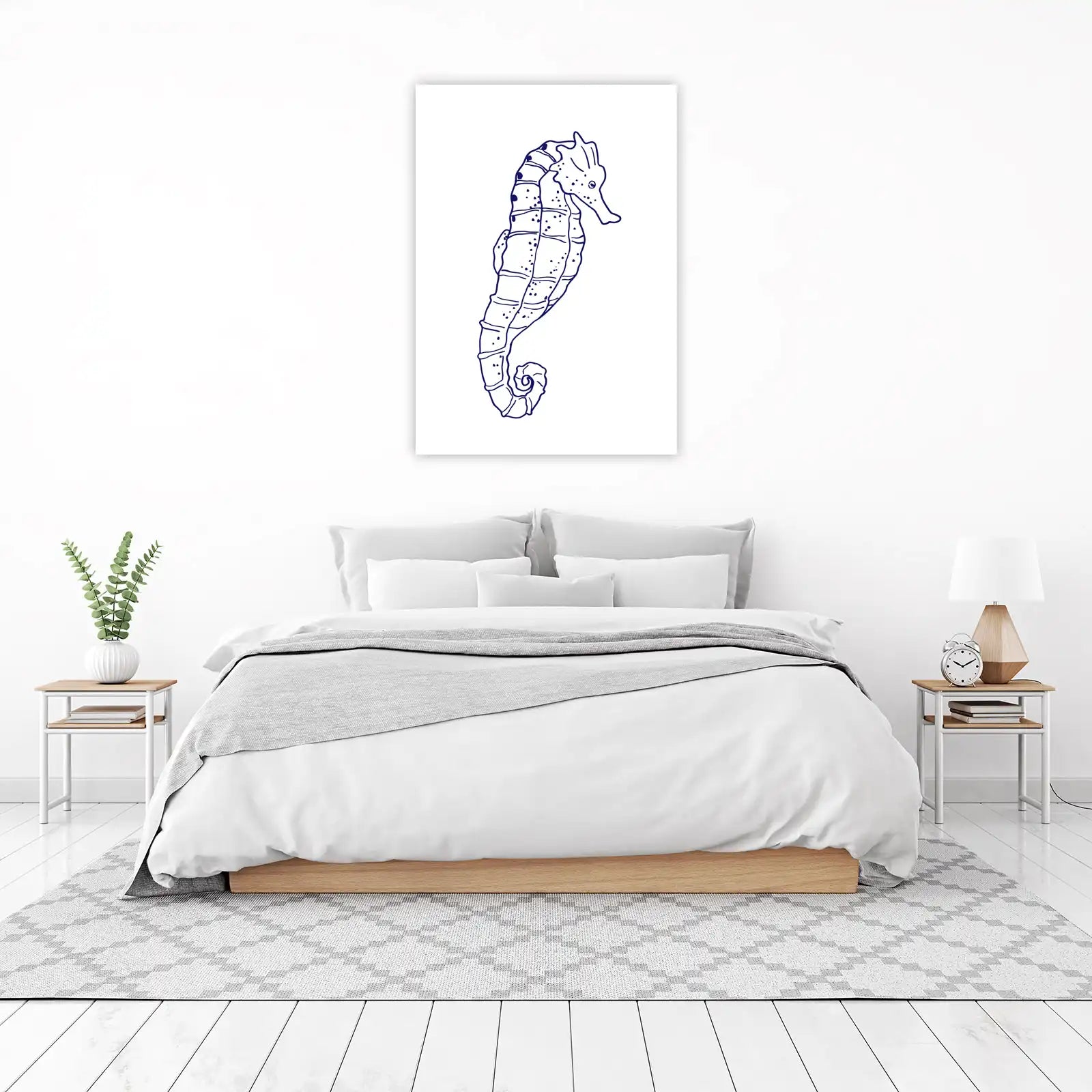 Elegant Seahorse Line Art Wall Art