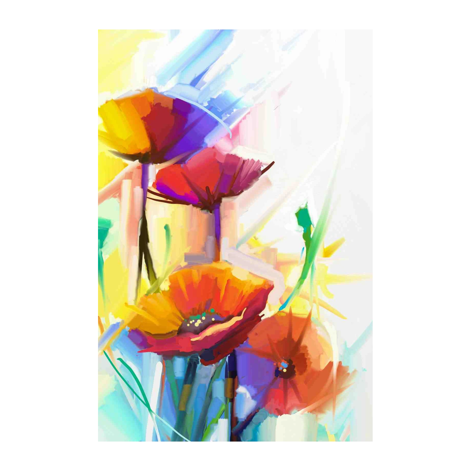 Vibrant Poppy Floral Abstract Wall Art