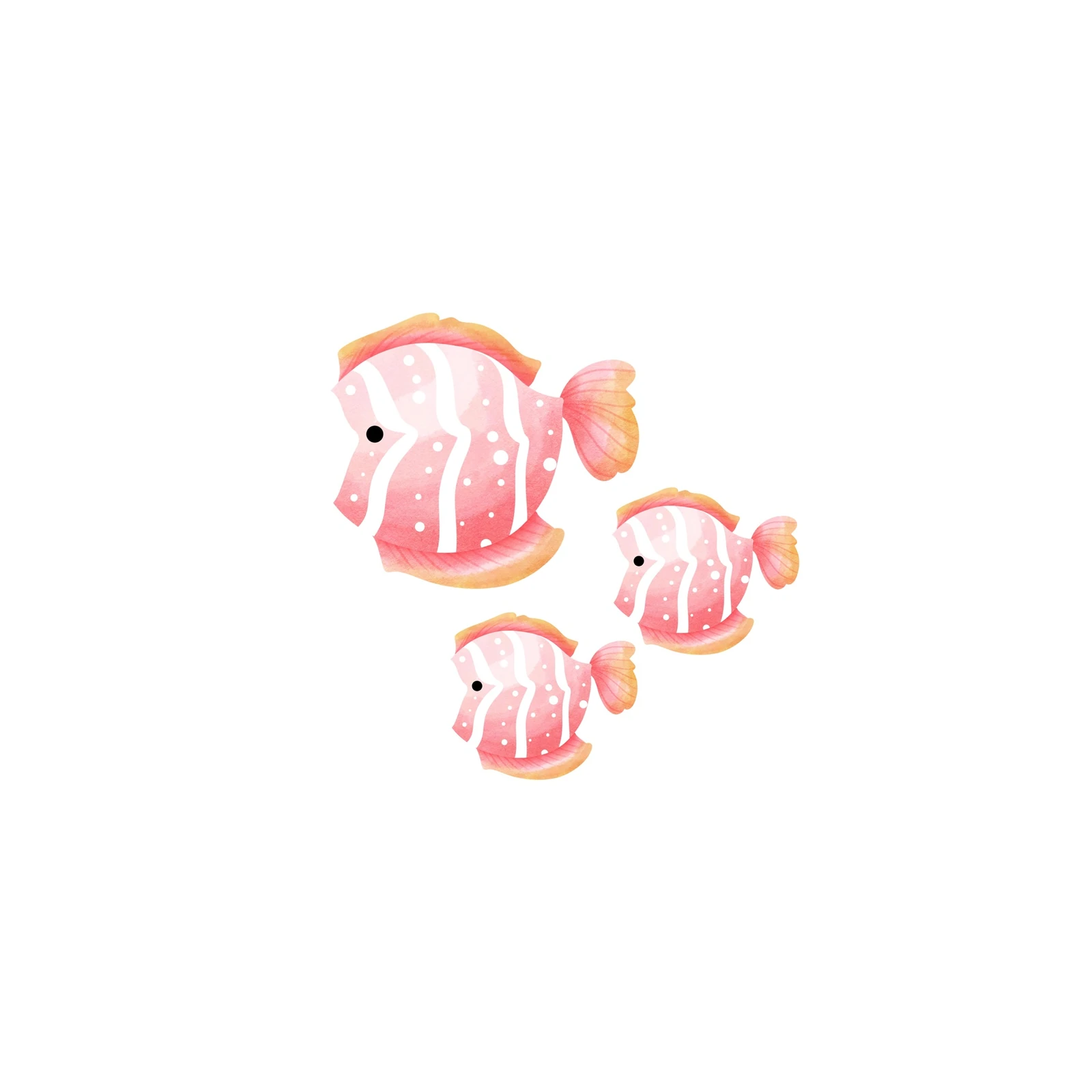 Whimsical Coral Fish Trio Watercolor Wall Art