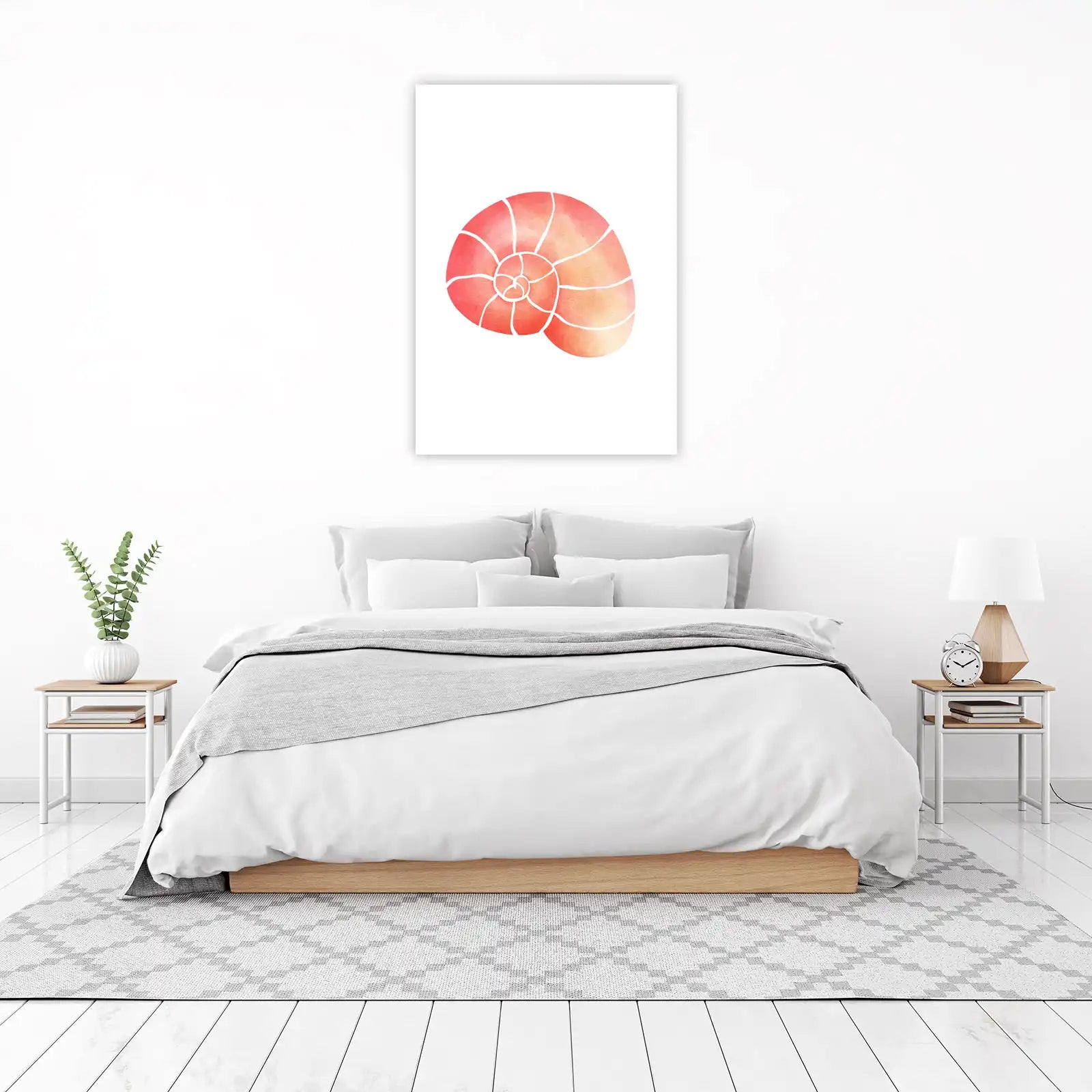 Nautical Coral Nautilus Swirl Wall Art