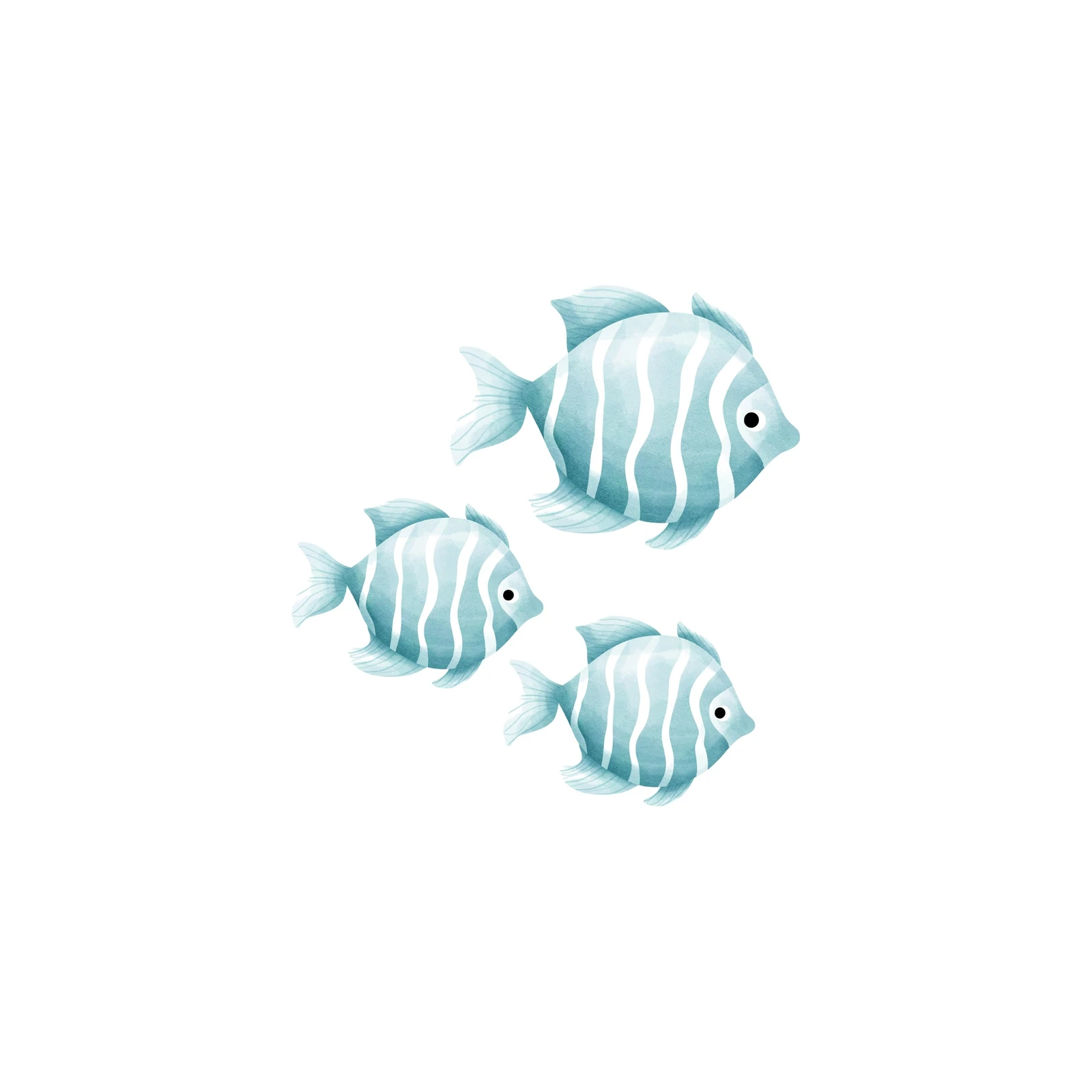 Serene Blue Striped Fish Trio Wall Art