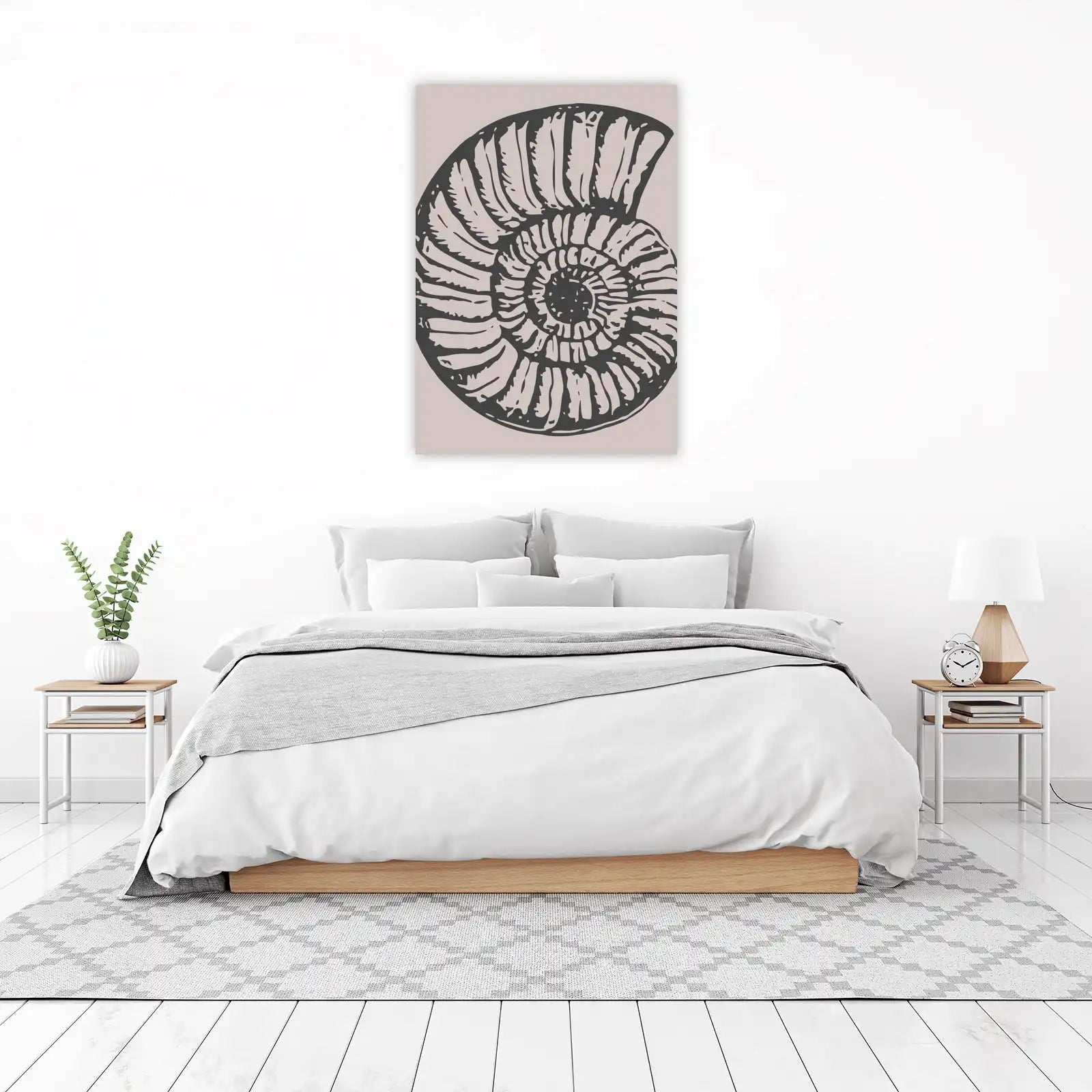 Elegant Ammonite Fossil Minimalist Wall Art