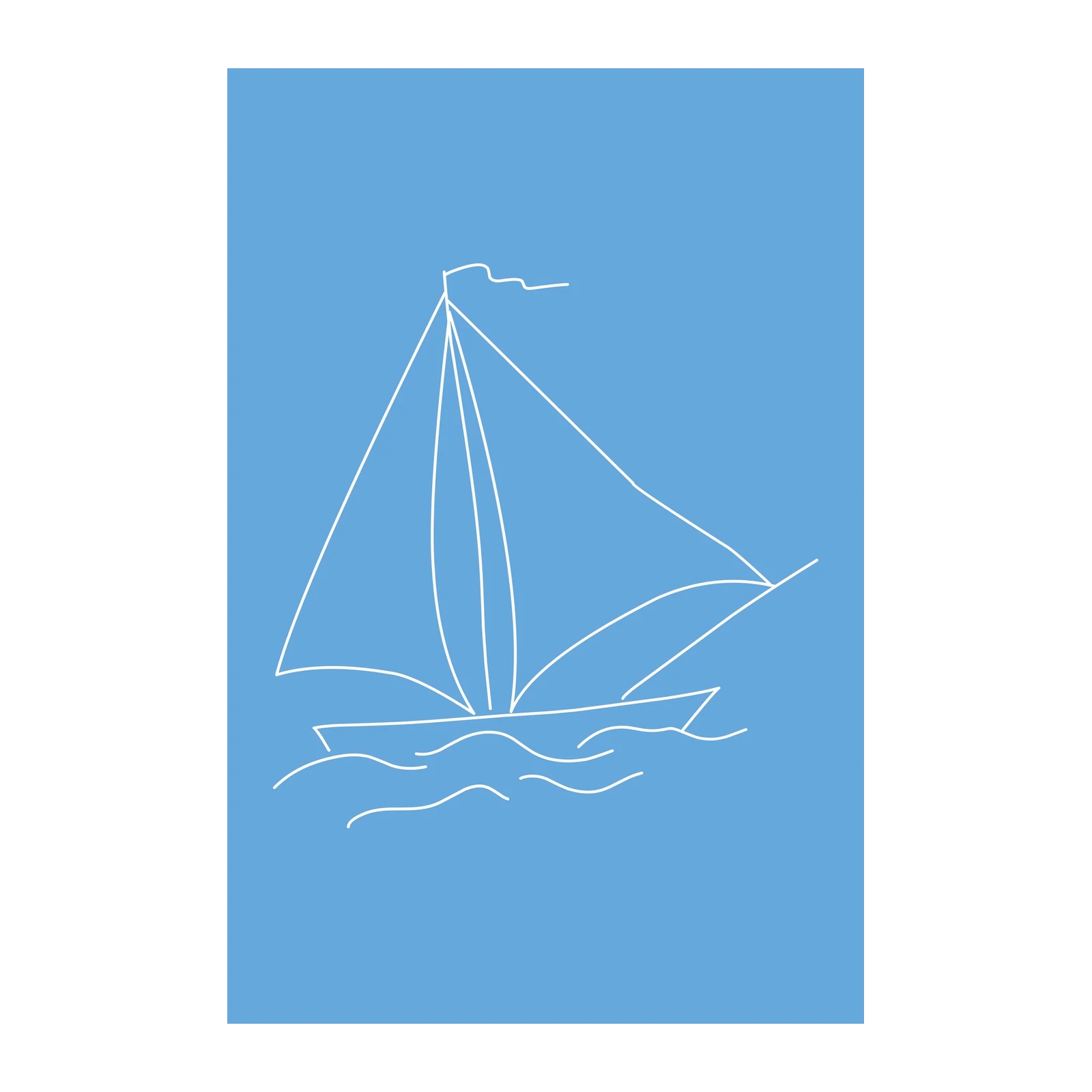 Serene Sailboat Minimalist Blue Wall Art