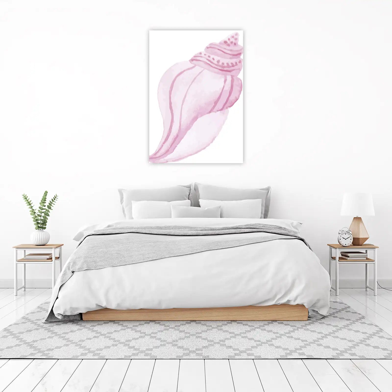 Serene Pink Seashell Watercolor Wall Art