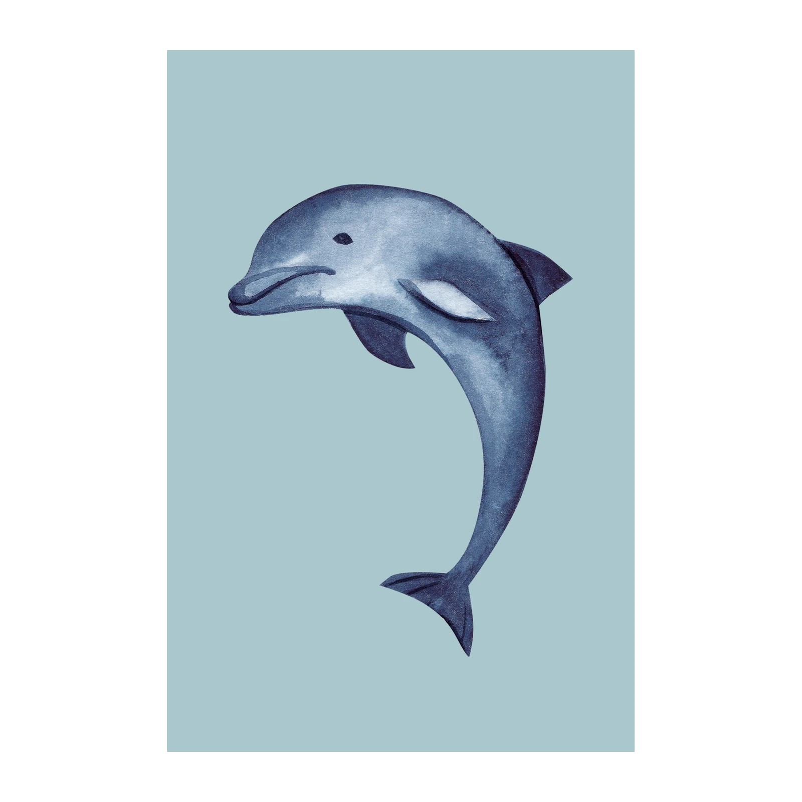 Serene Dolphin Watercolor Wall Art Wall Art