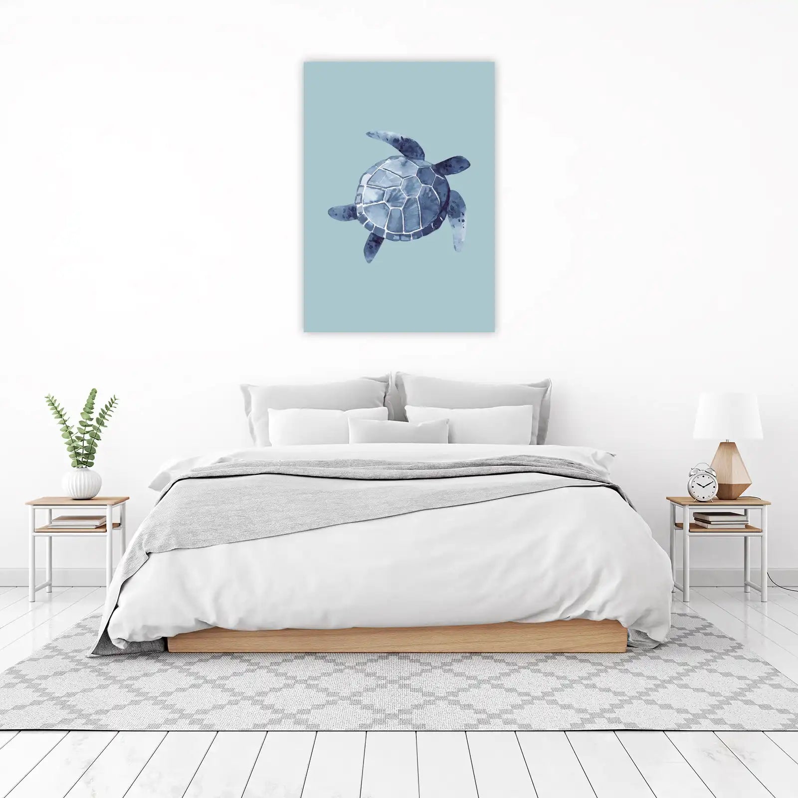 Serene Blue Turtle Watercolor Wall Art