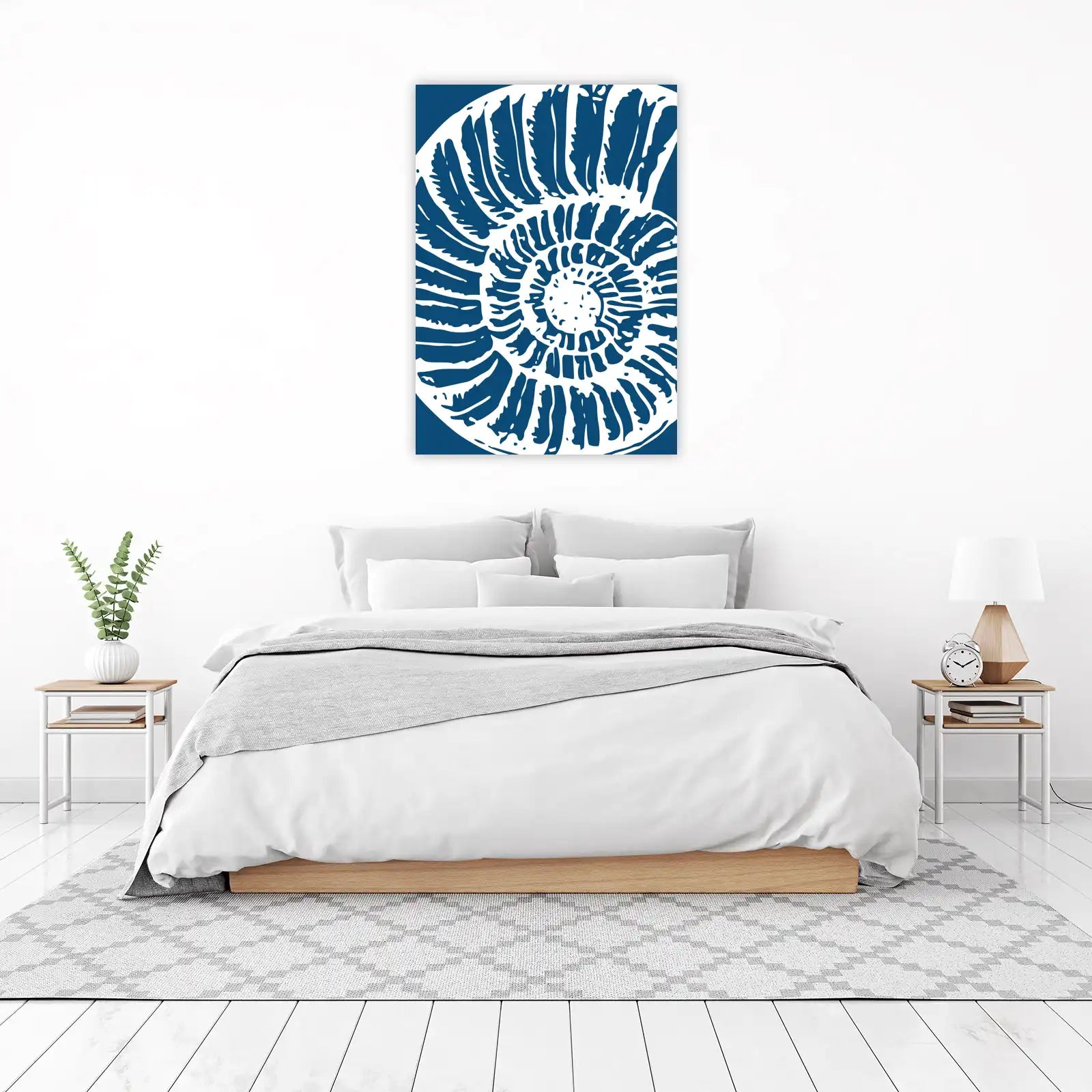 Nautilus Shell Indigo White Wall Art