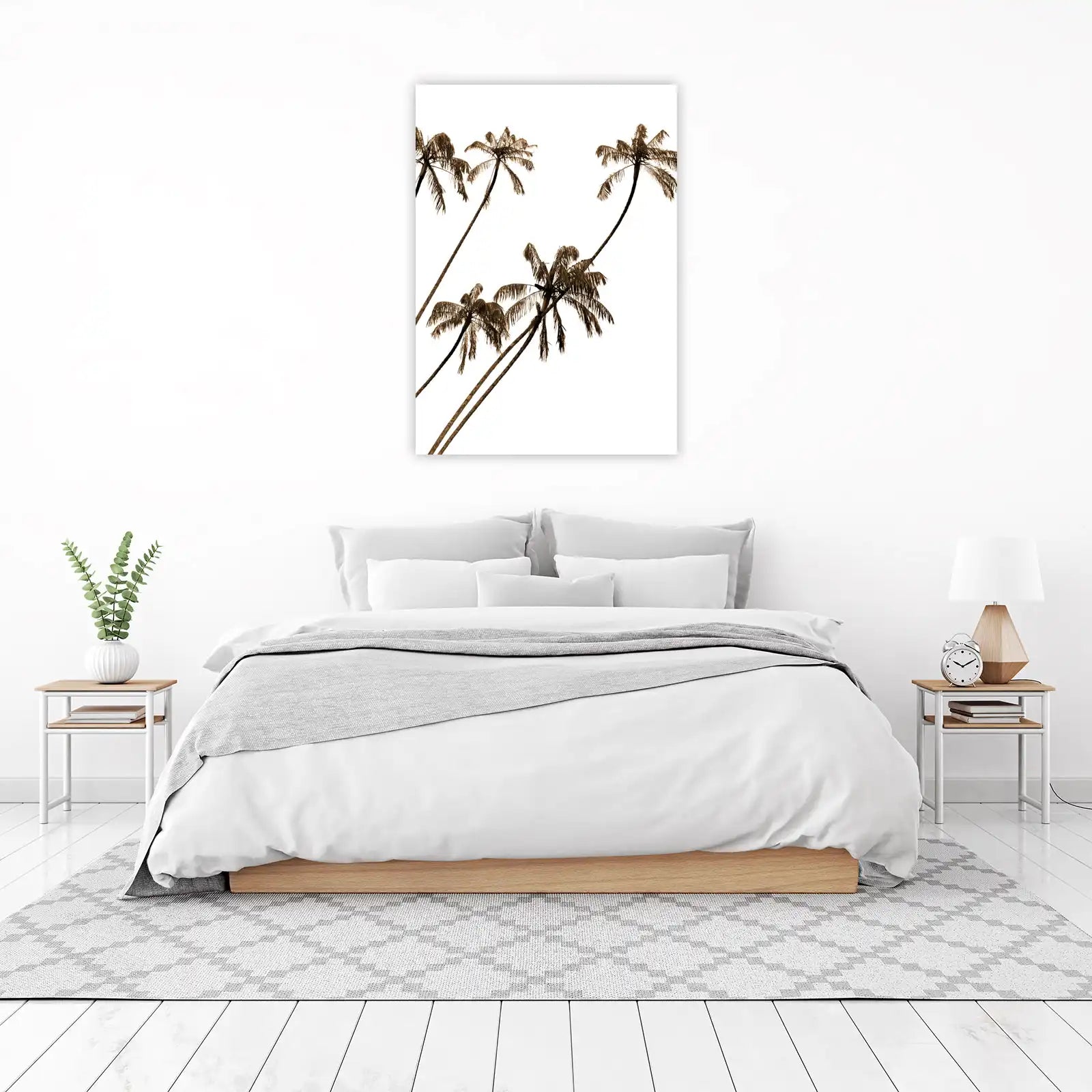 Serene Tropical Palm Trees Sepia Wall Art